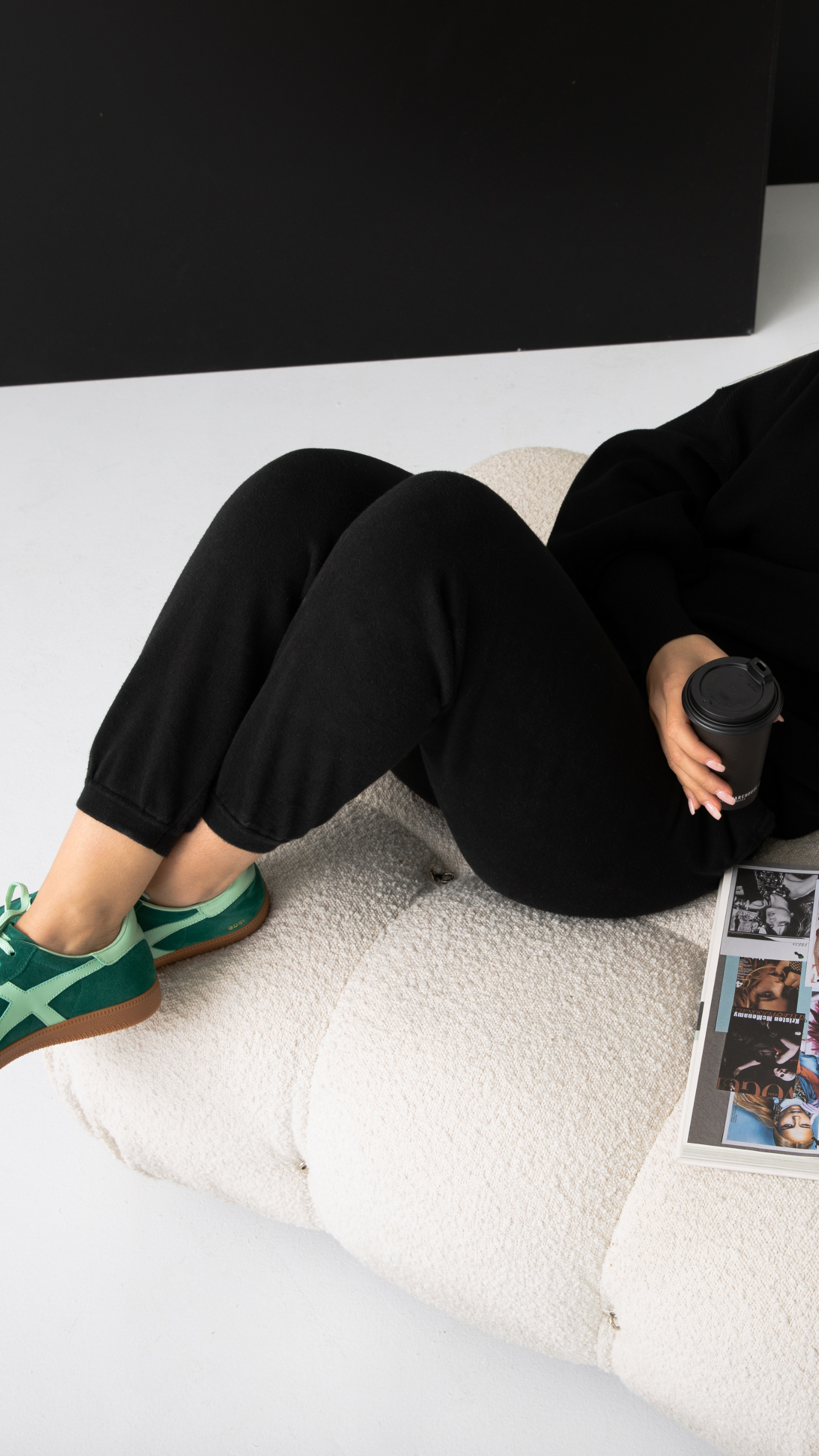 Yasmine Cotton Knit Pants - Black