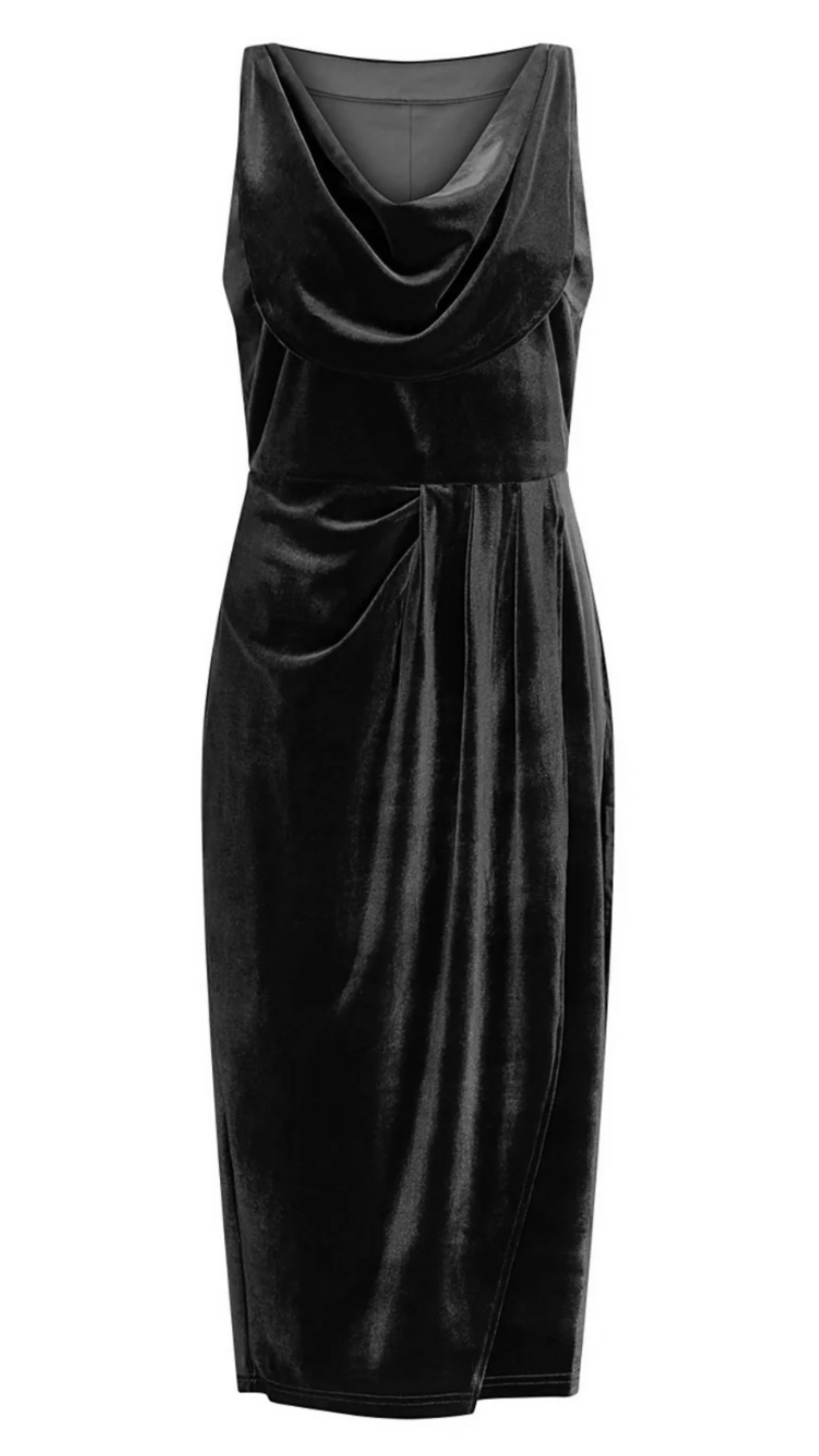 Emma Stretch Velvet Dress - Black