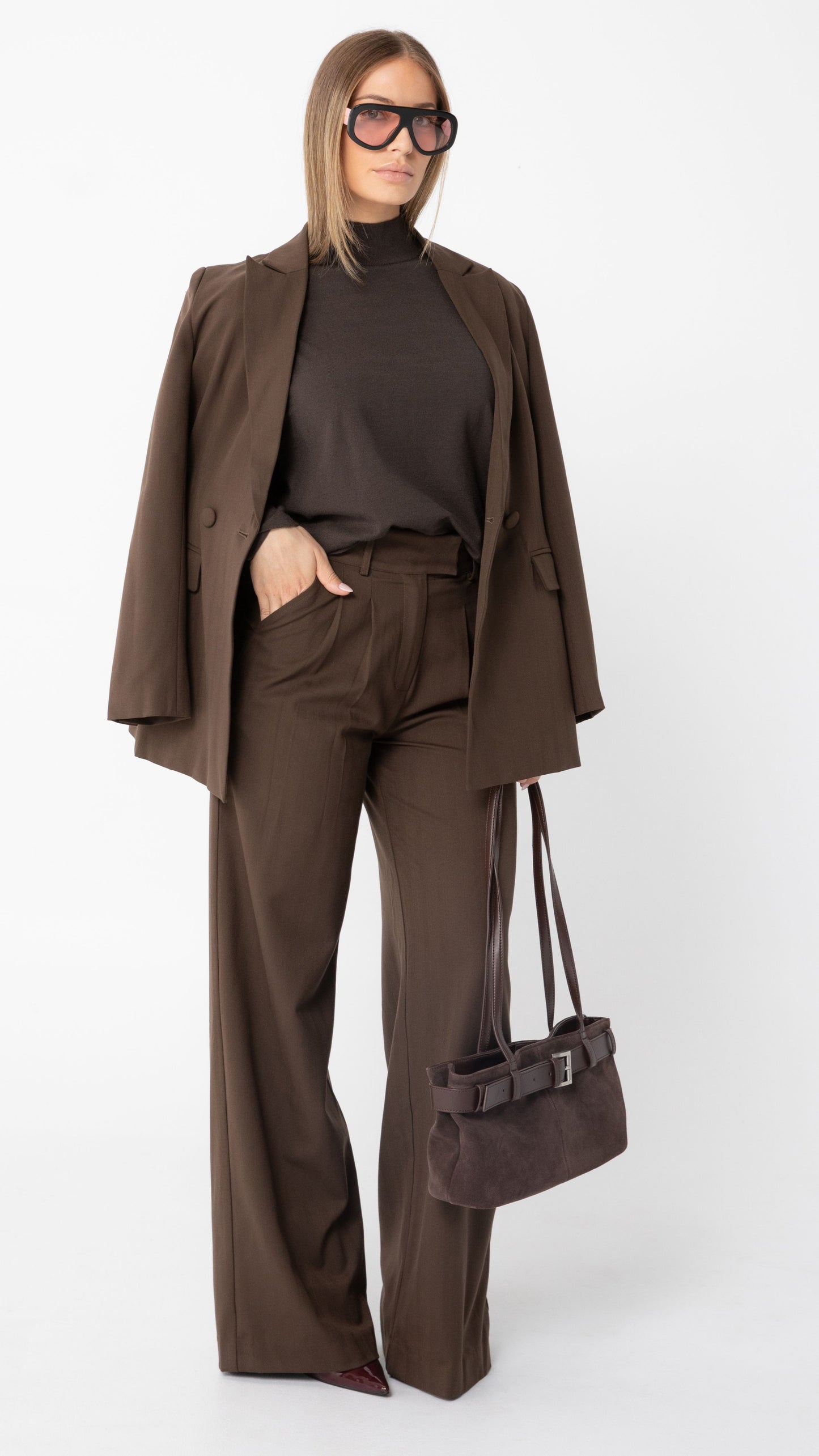 Midtown Longline Blazer - Chocolate