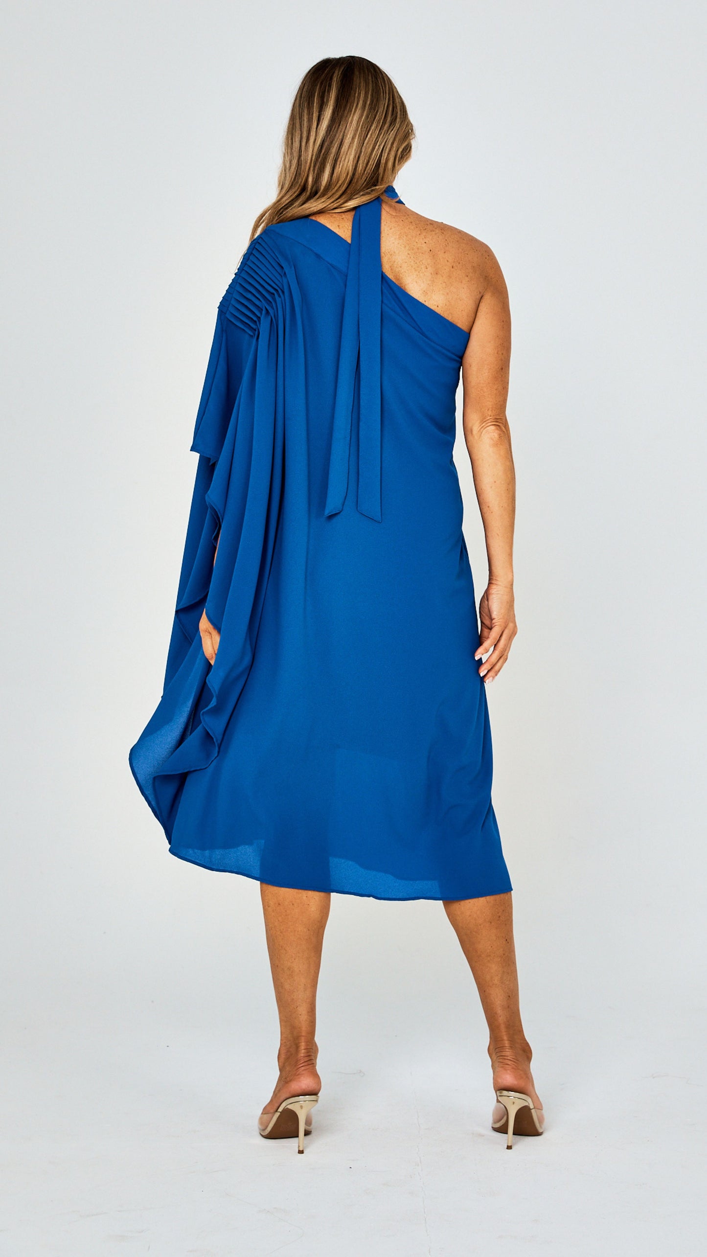 Paris One Shoulder Dress - Blue