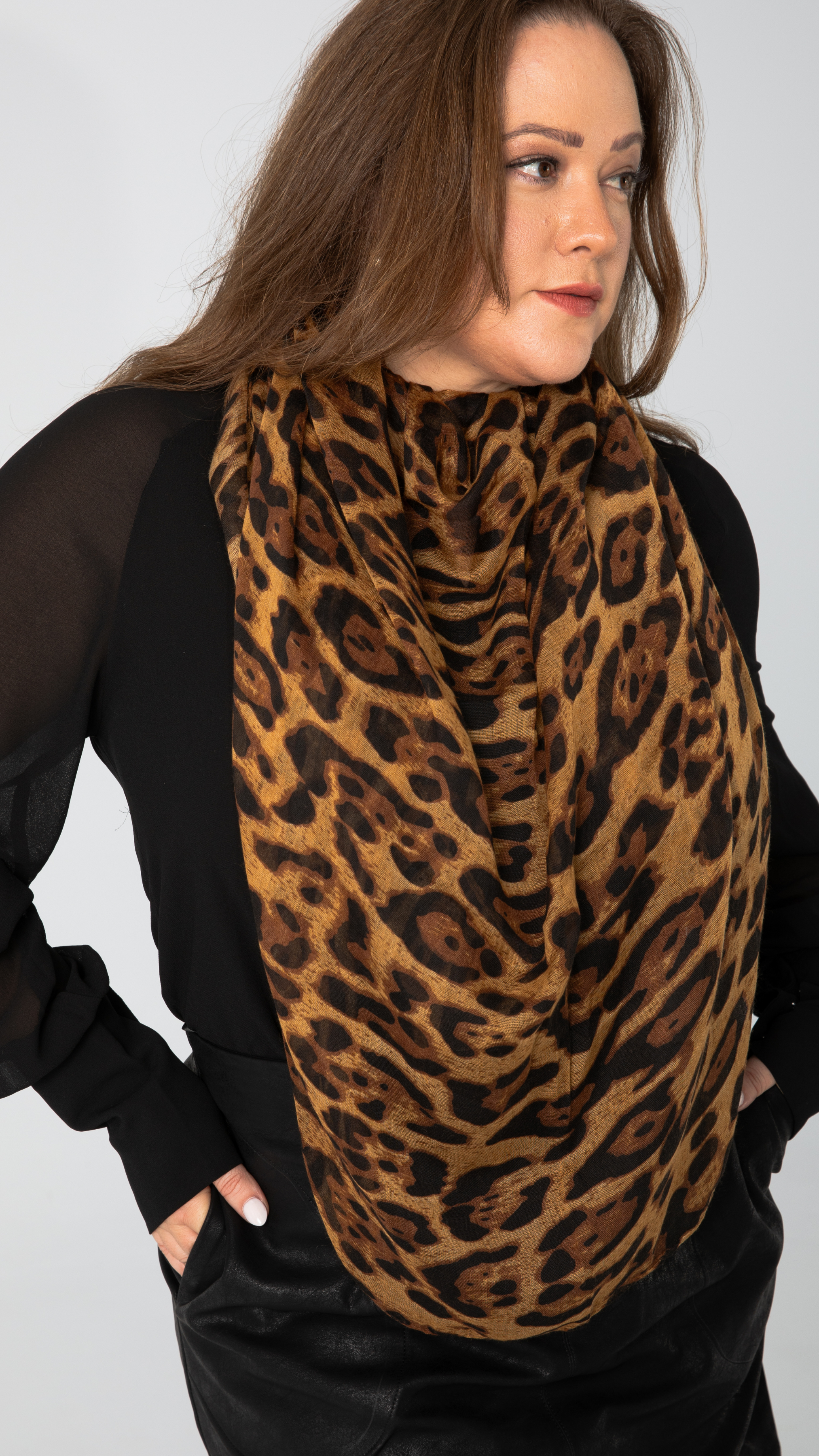 Wild Animal Print Scarf - Brown