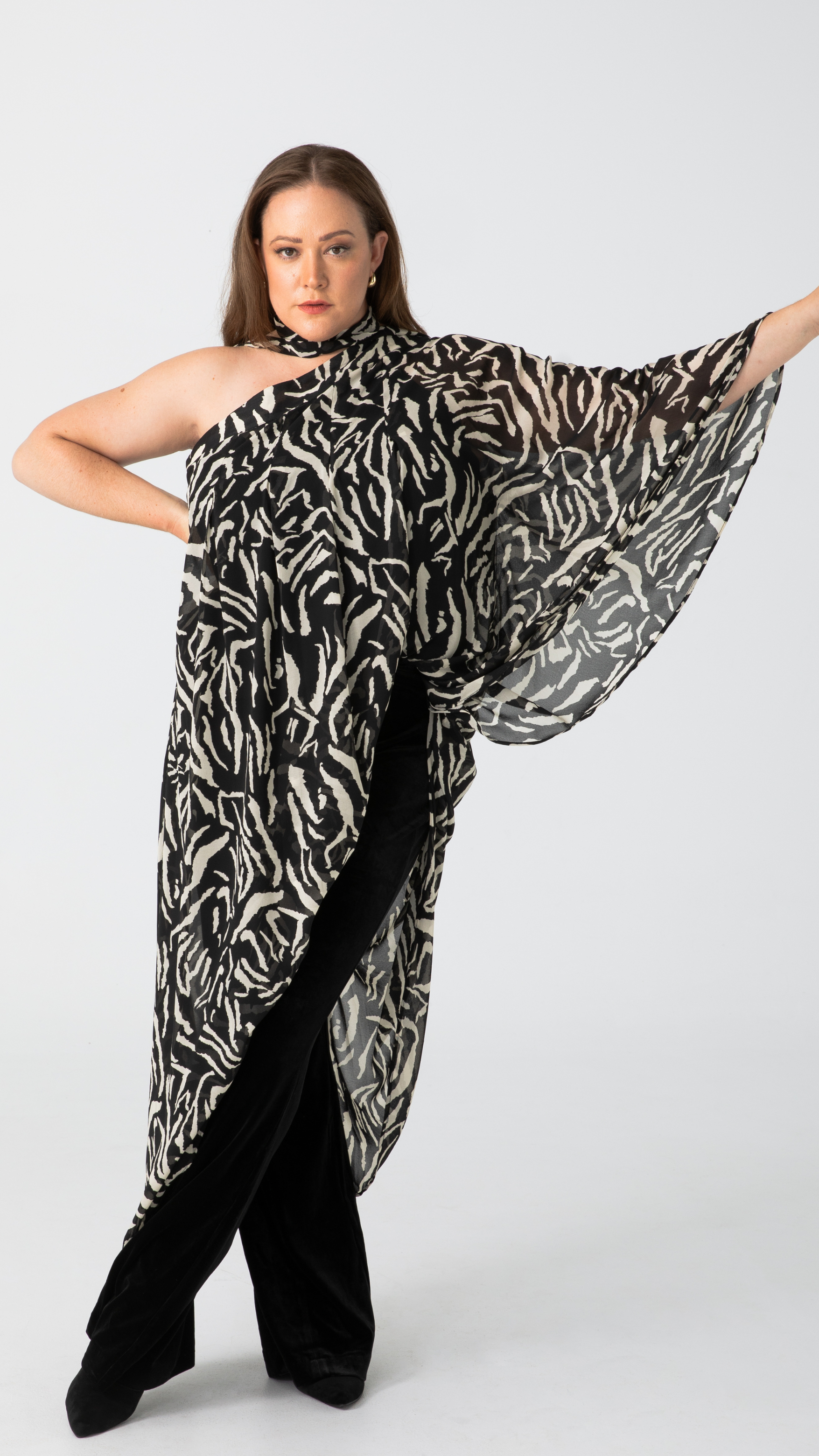 Hadassah Chiffon Dress - Zebra Print