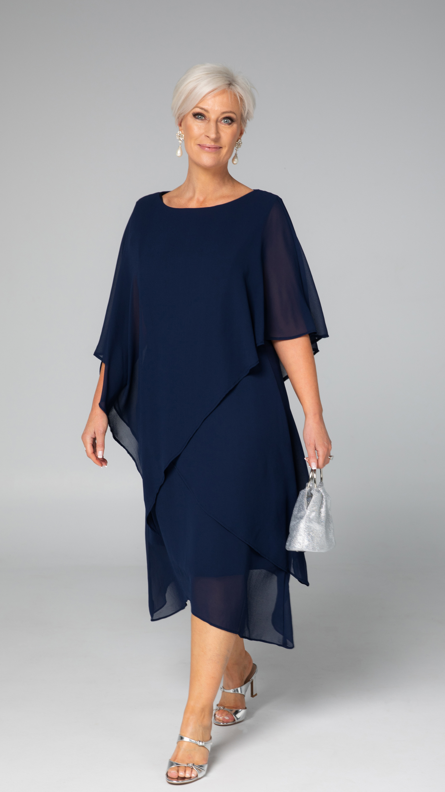Zaria Chiffon Events Dress - Navy