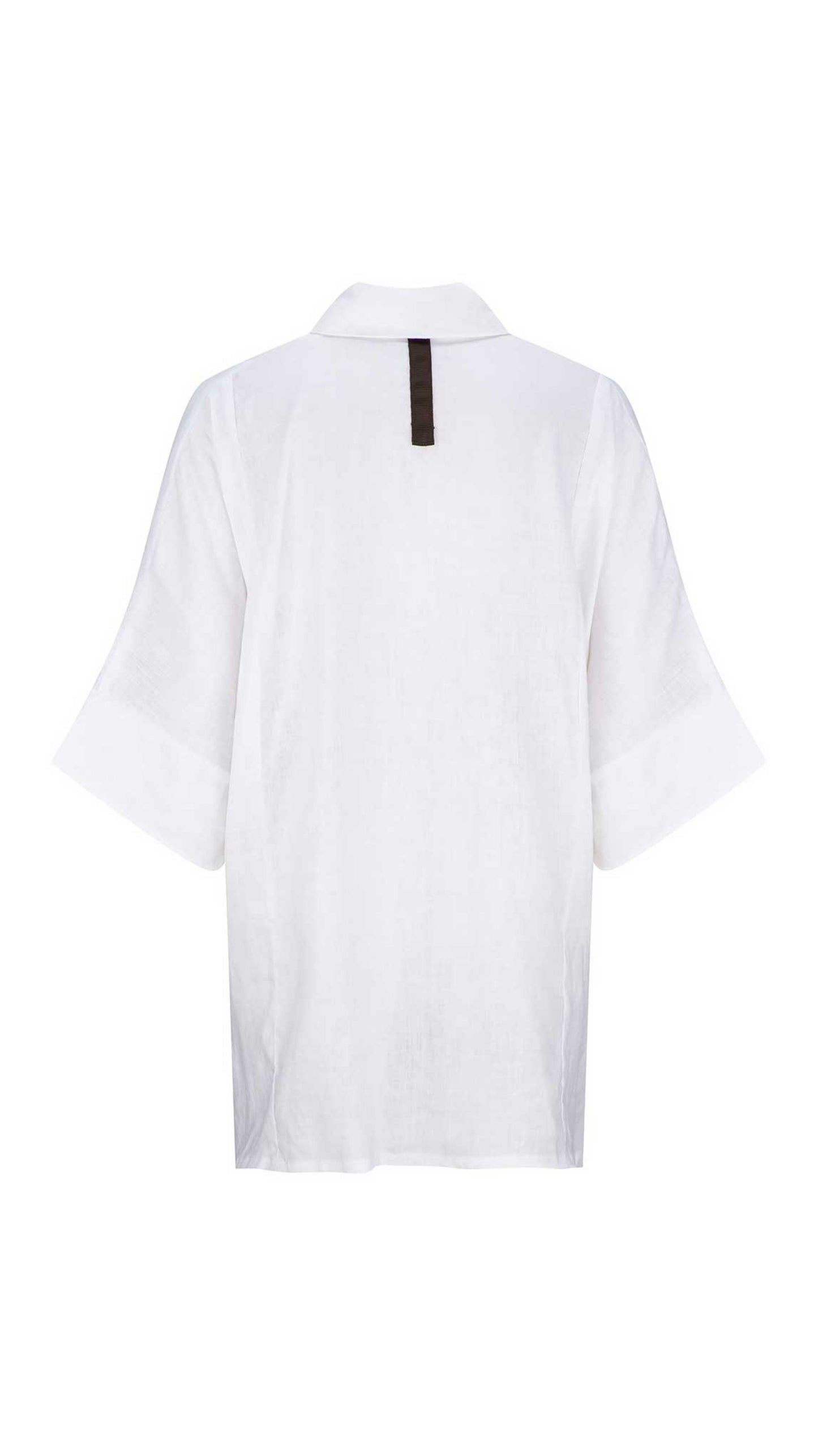 Max European Flax Linen Twist Shirt - White