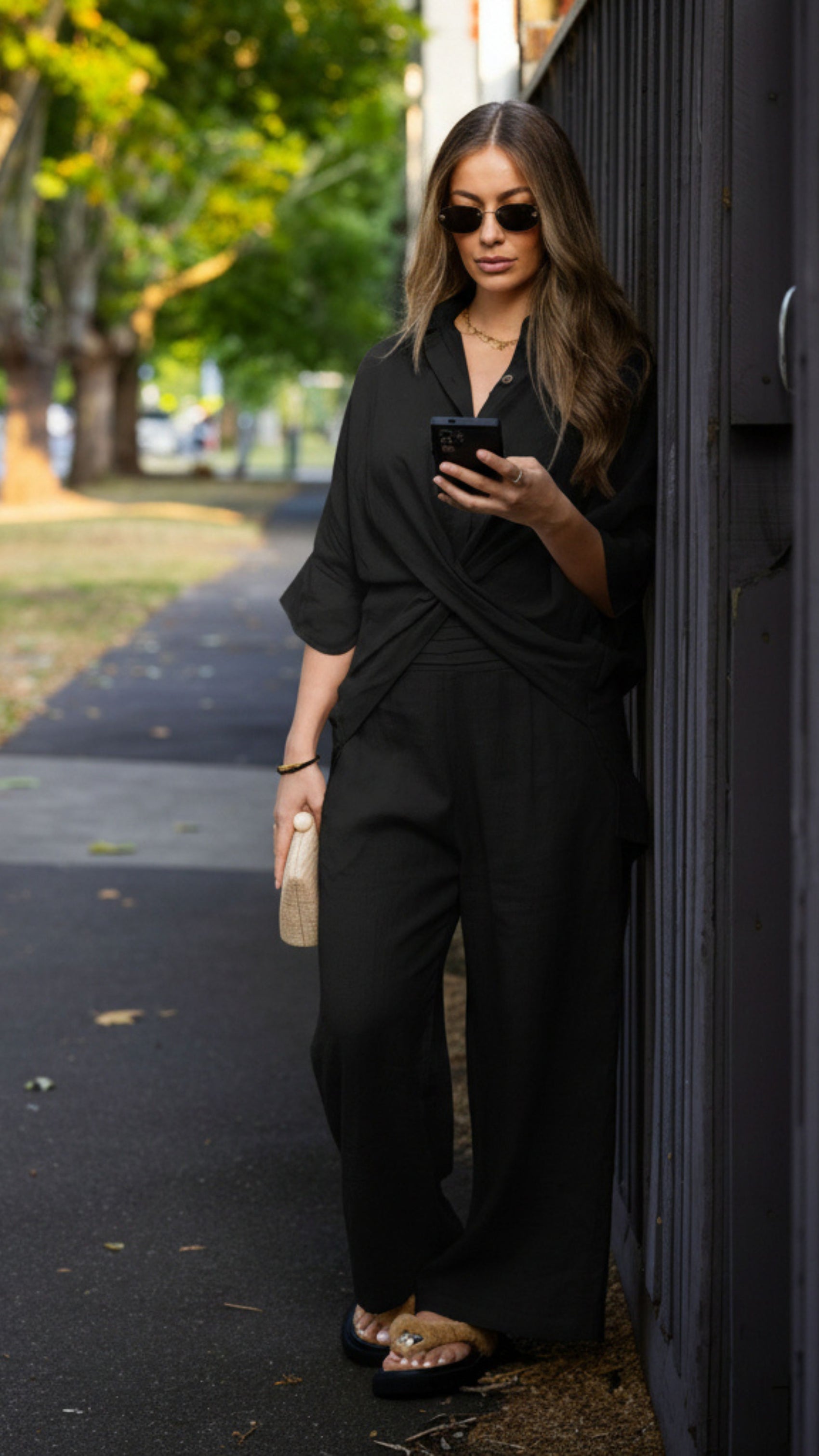 Max European Flax Linen Twist Shirt - Black