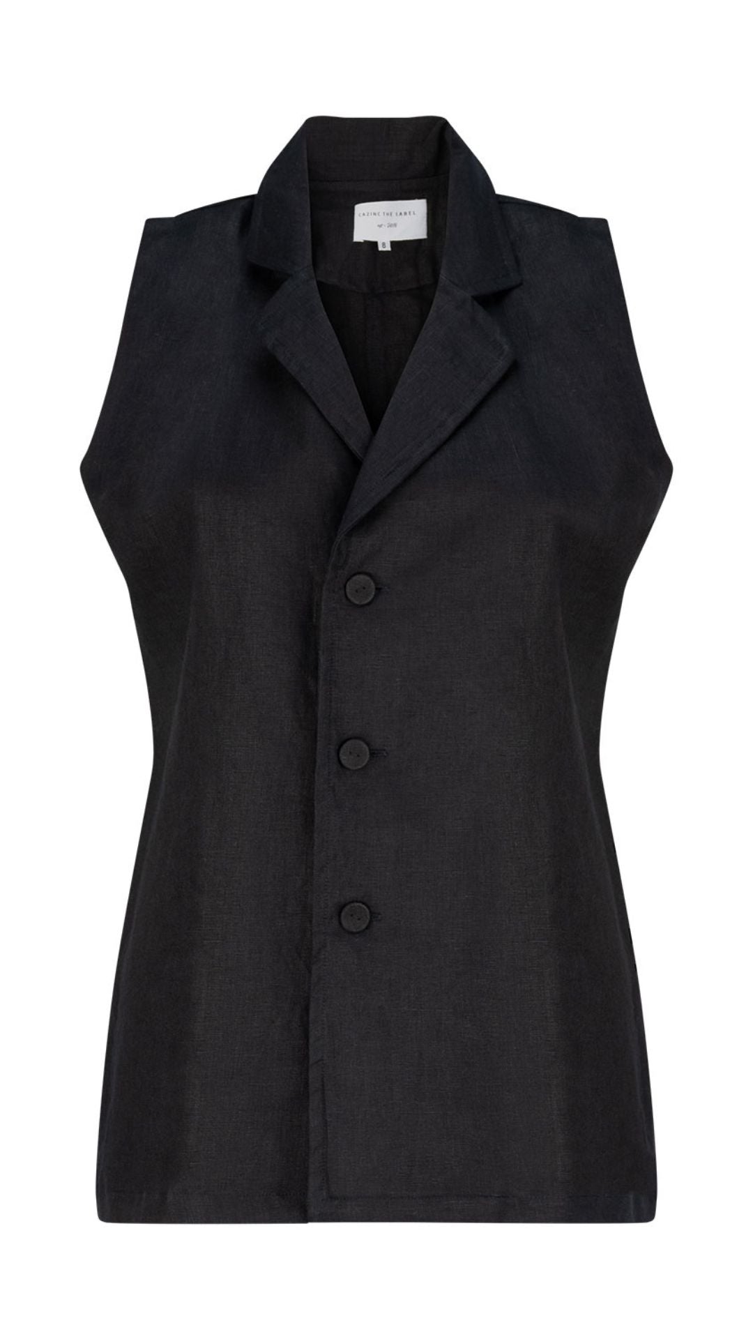 Luca Linen Vest - Black