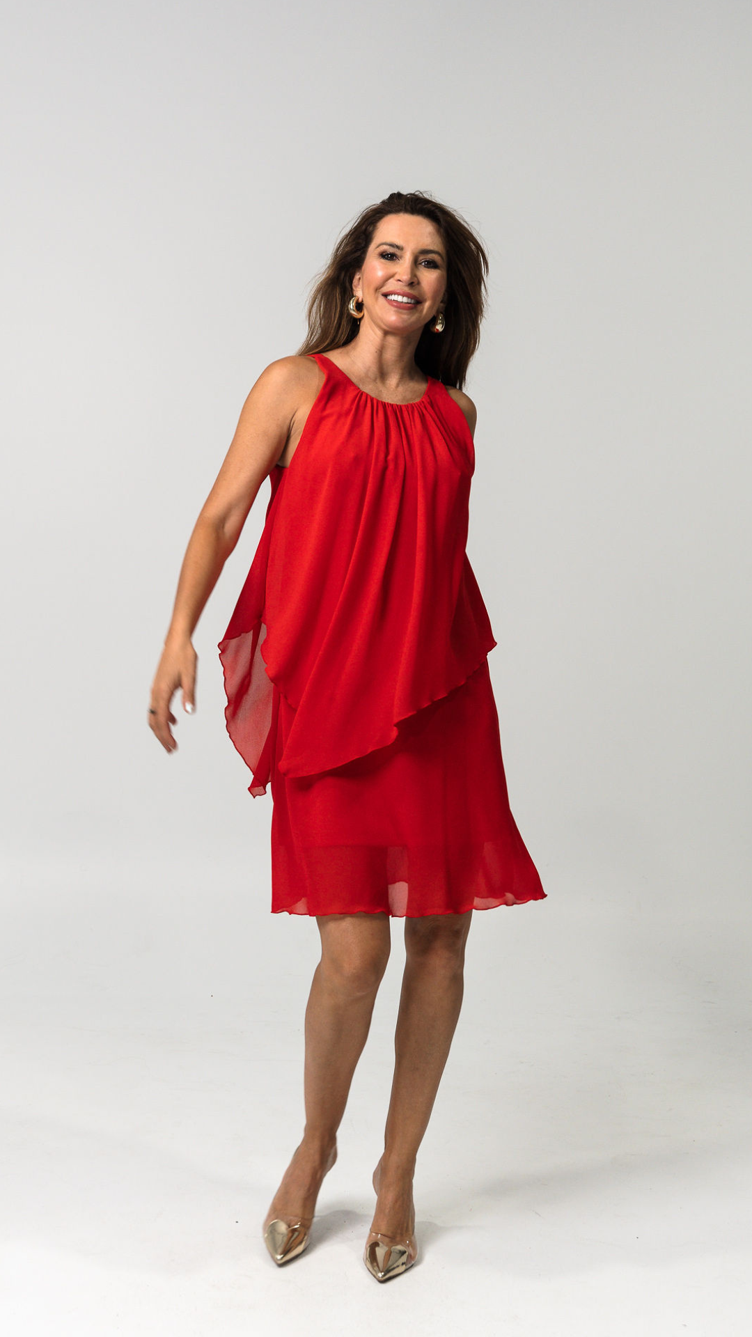 Poppy Chiffon Dress - Red