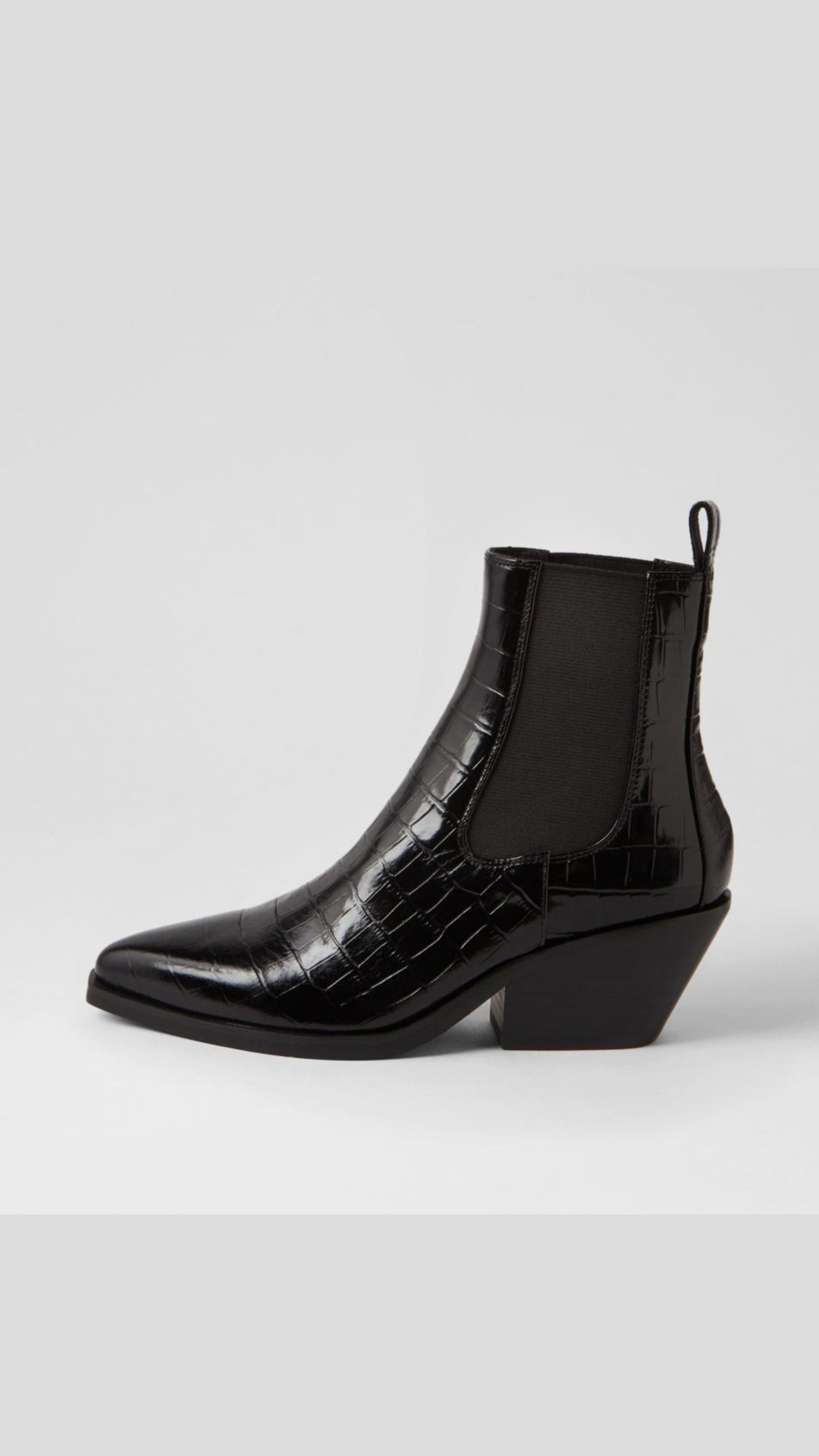 Rage Black Croc Patent Leather Chelsea Boots - Black