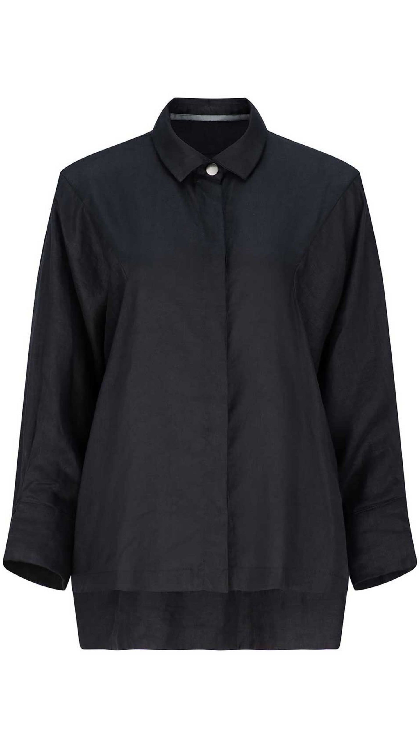 Max European Flax Linen Shirt - Black