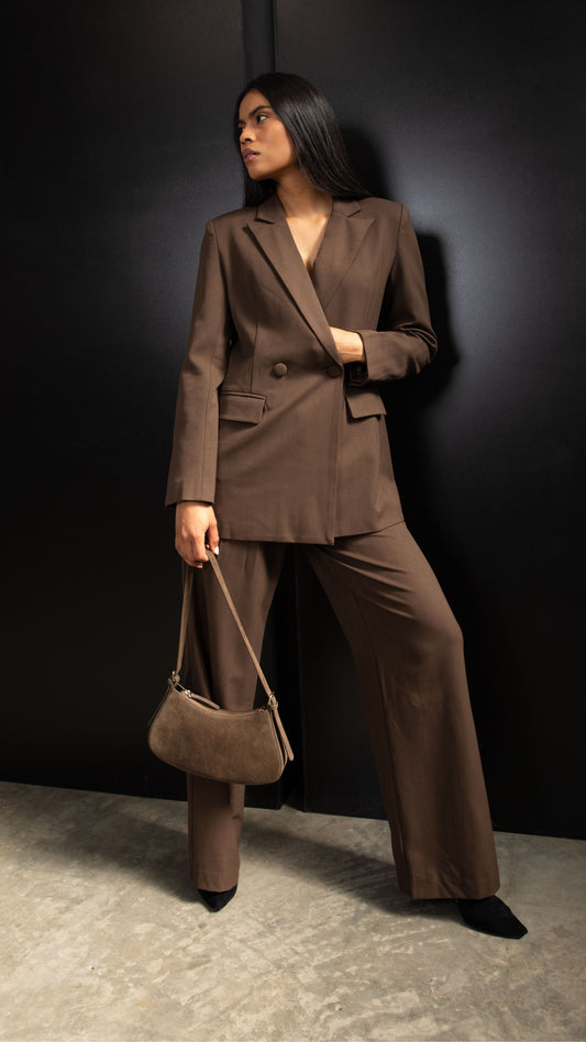 Ravyn Suede Clutch Handbag - Mocha