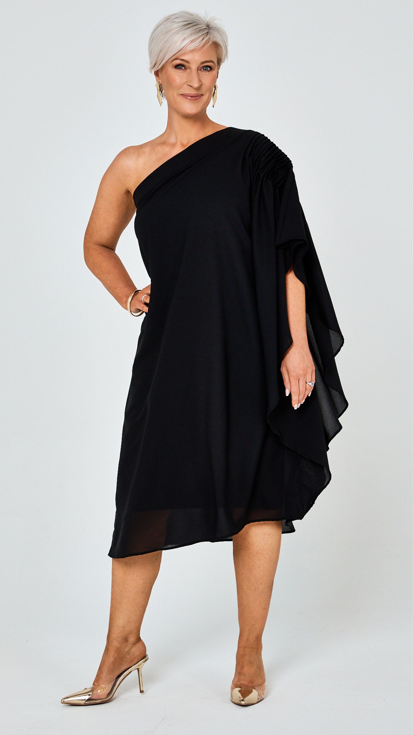 Paris One Shoulder Dress - Black
