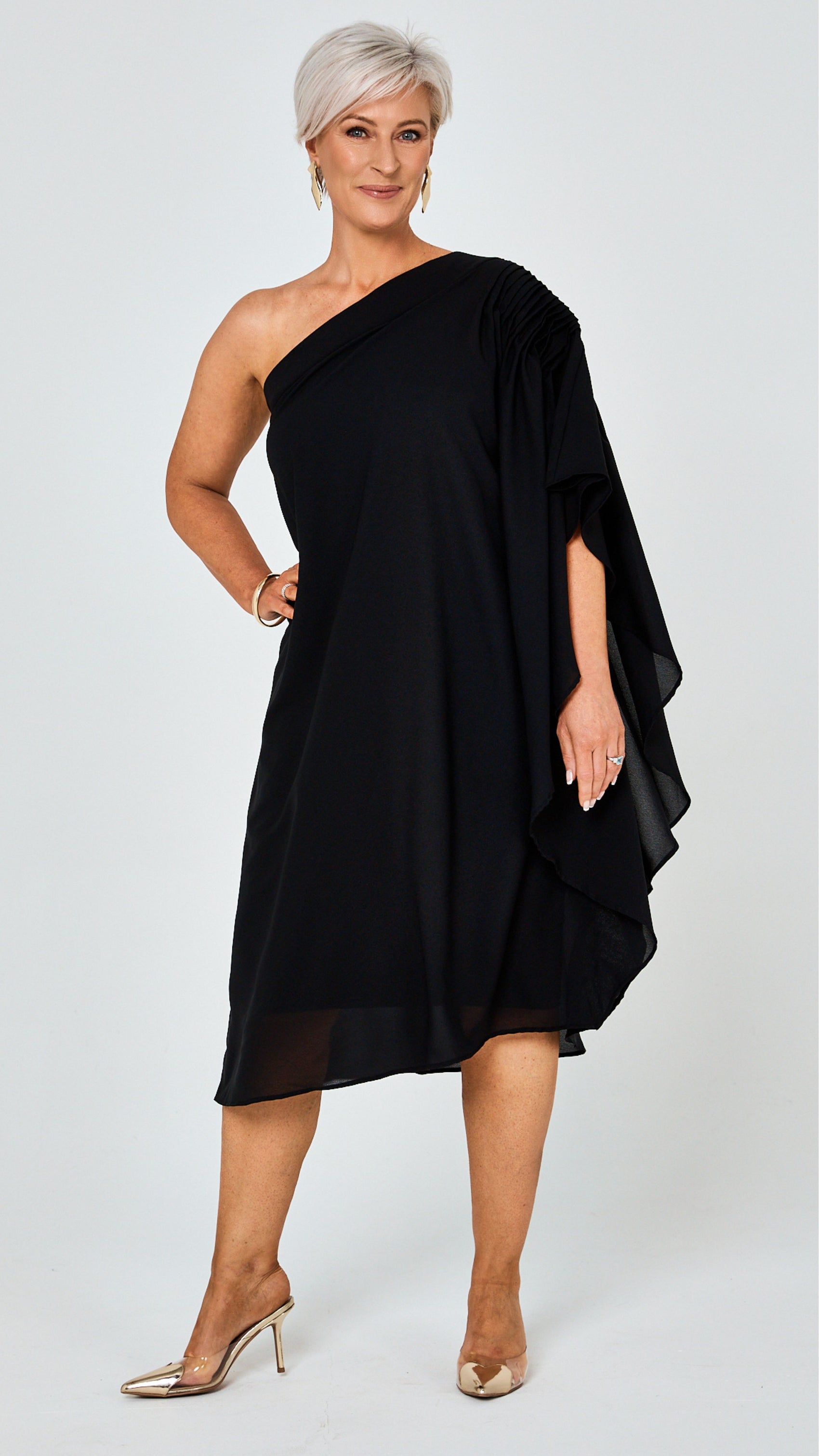 Paris One Shoulder Dress - Black