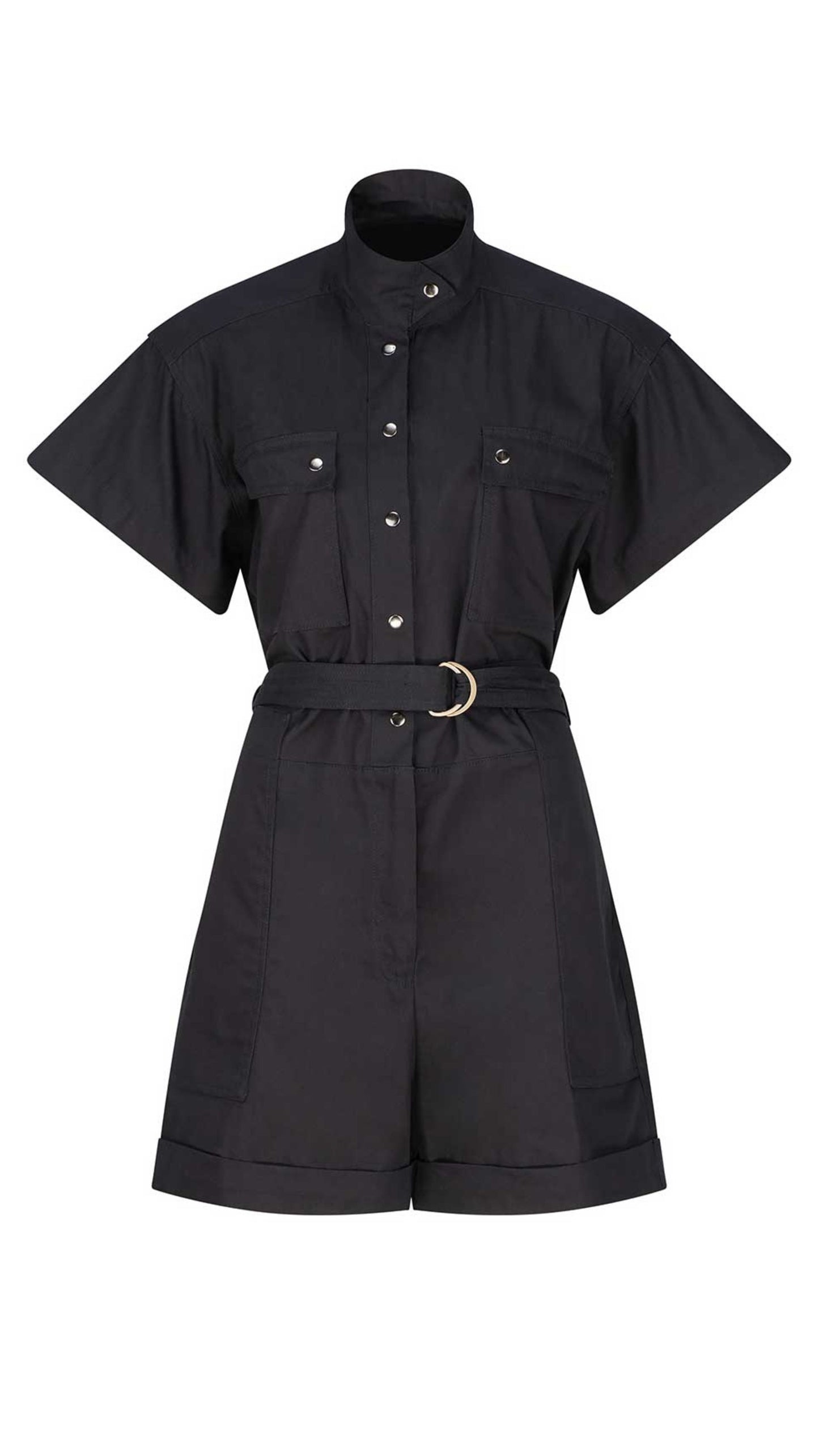 Rhett Cotton Canvas Romper - Black