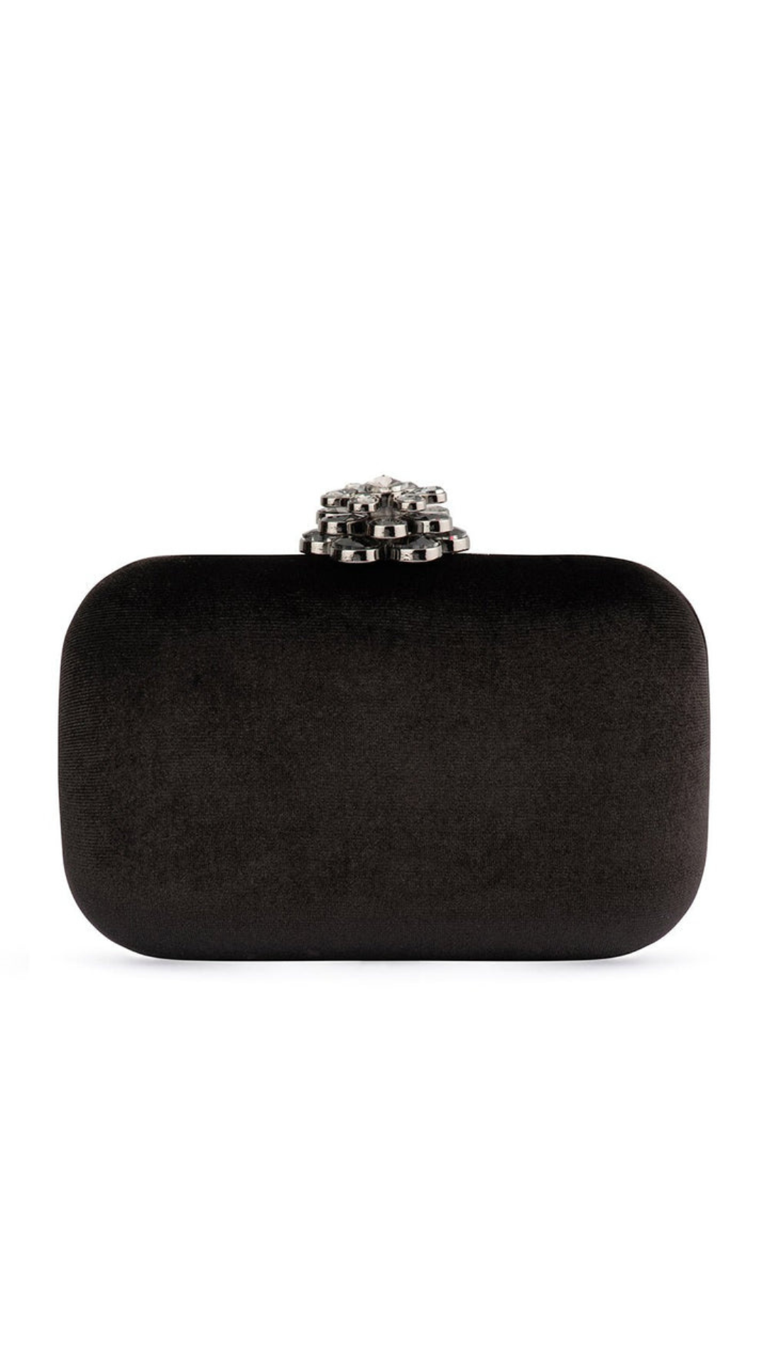 Olga Berg Emilia Velvet Clutch - Black