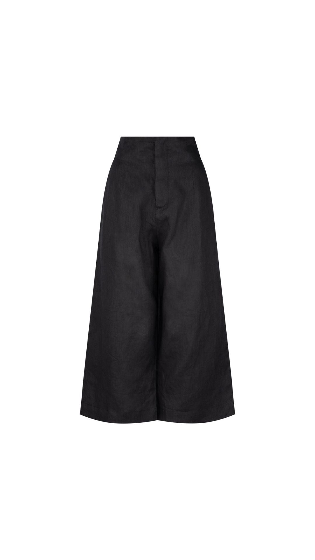 Morgan Linen Capri Pants - Black