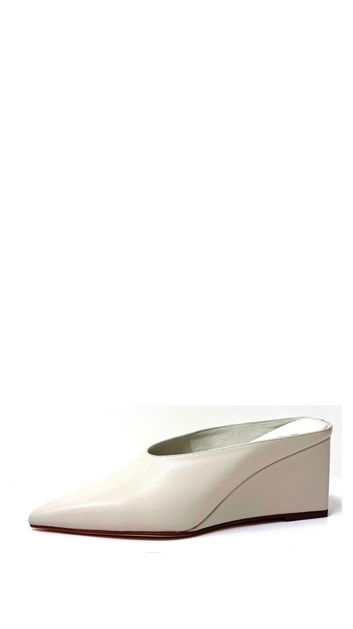 Mollini Loe Leather Mules - Cream