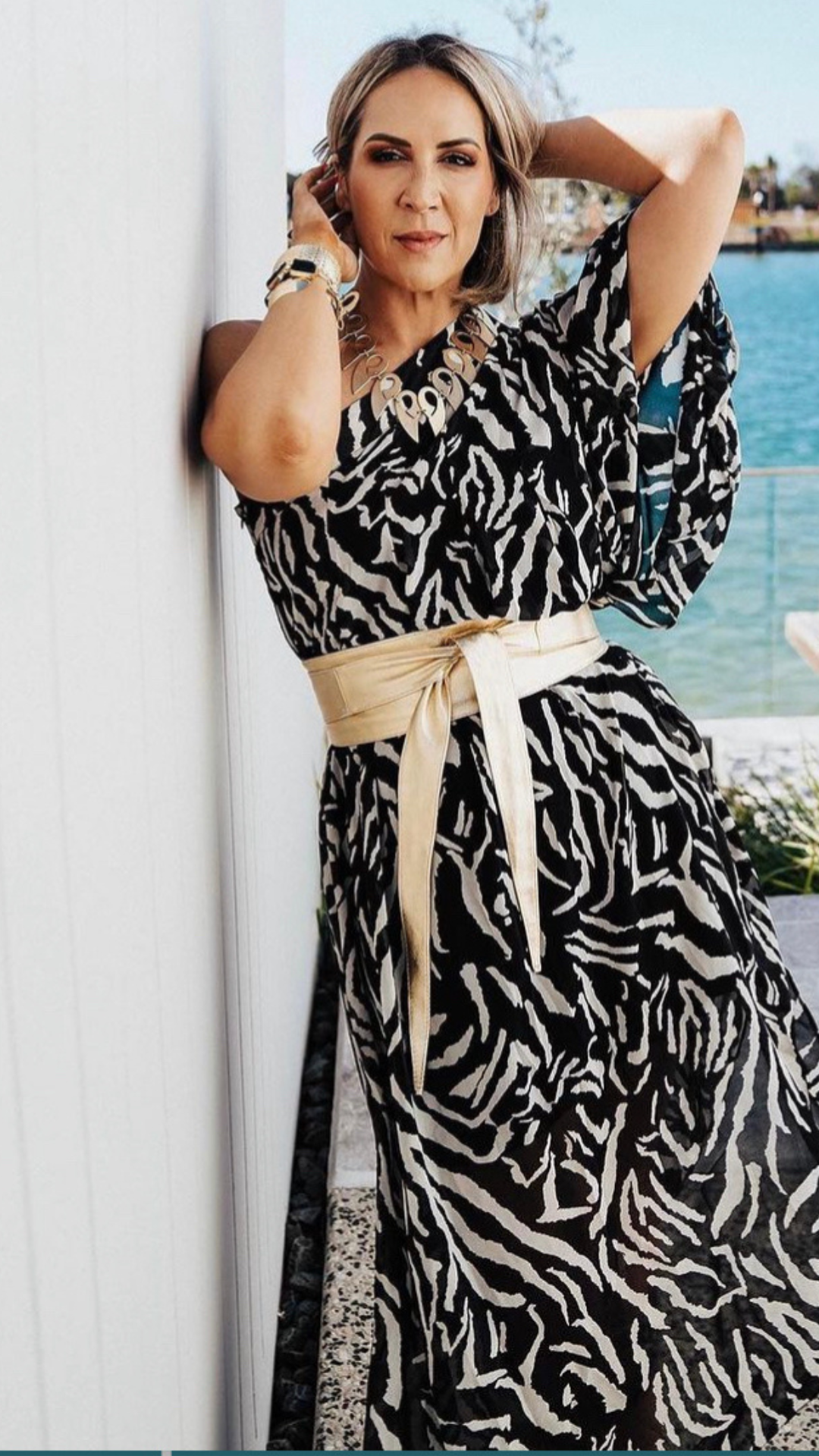 Hadassah Chiffon Dress - Zebra Print