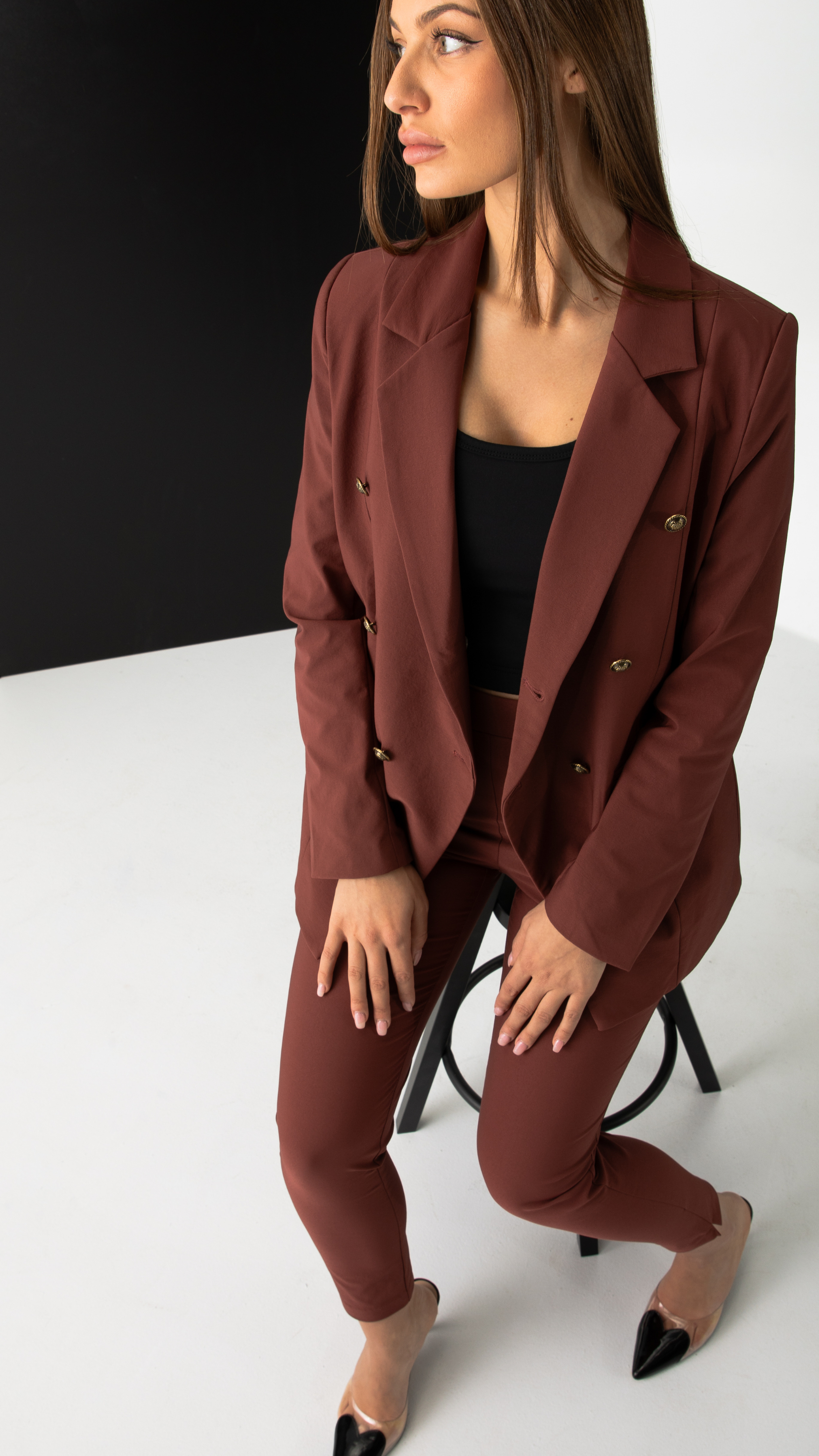 Valentina Cigarette Stretch Pants - Chocolate
