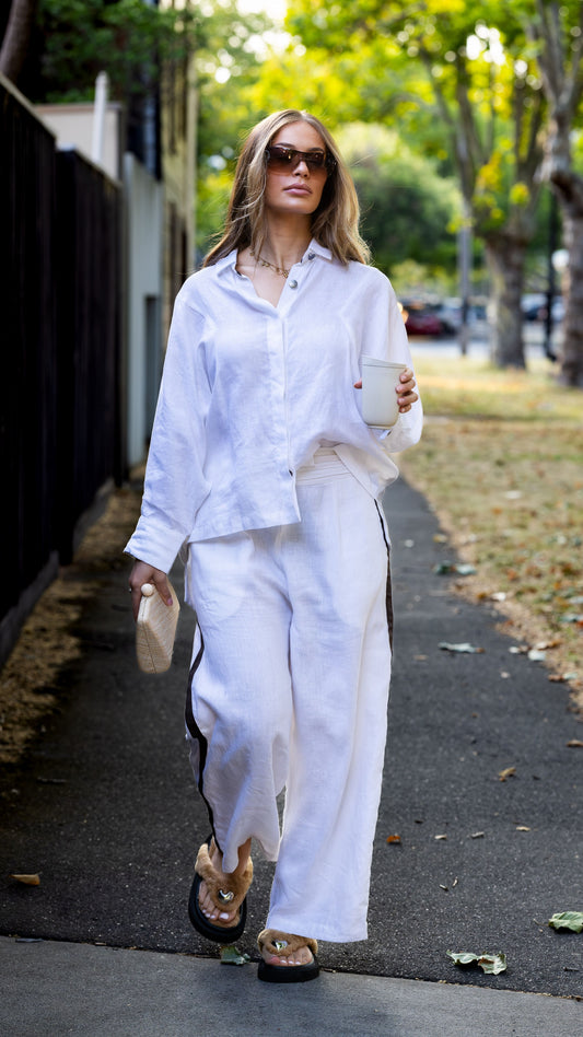 Max European Flax Linen Pants - White