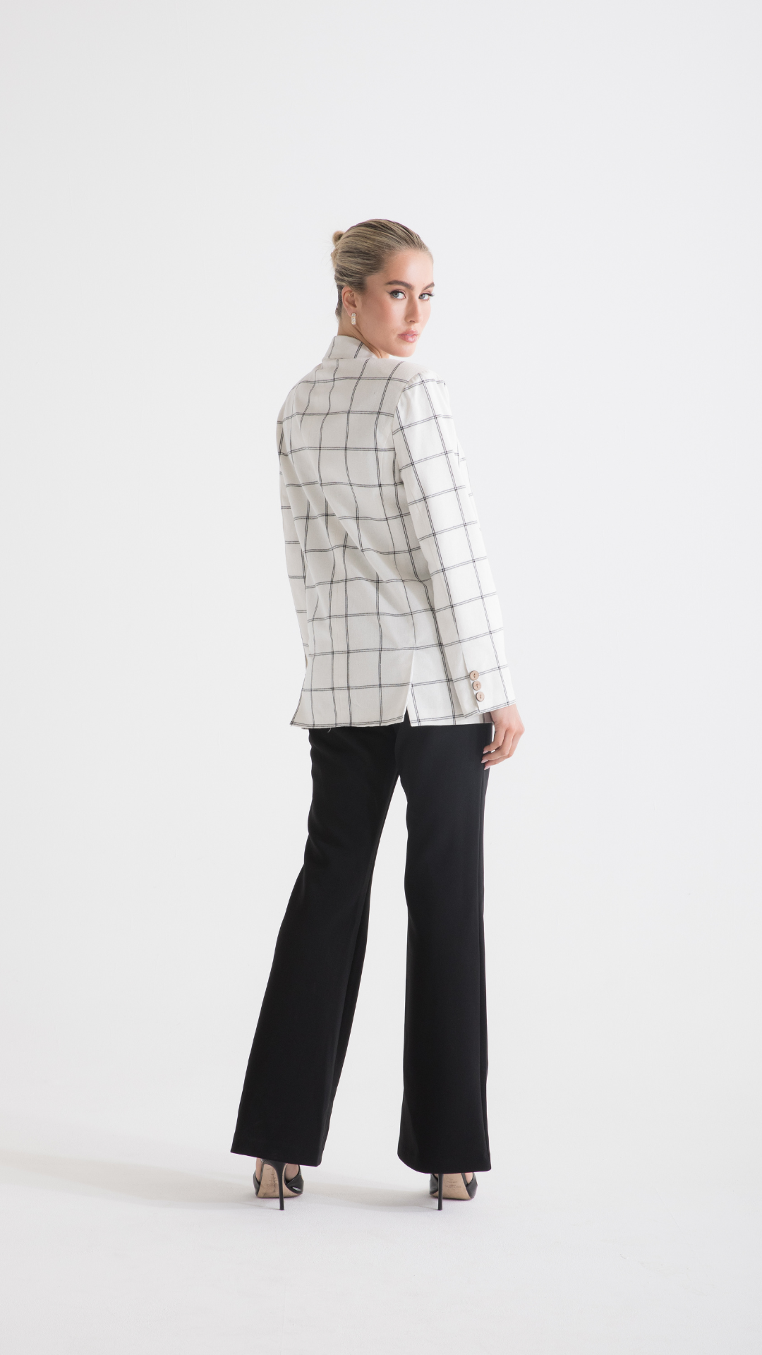 Marc Linen Blend Check Blazer - White and Black