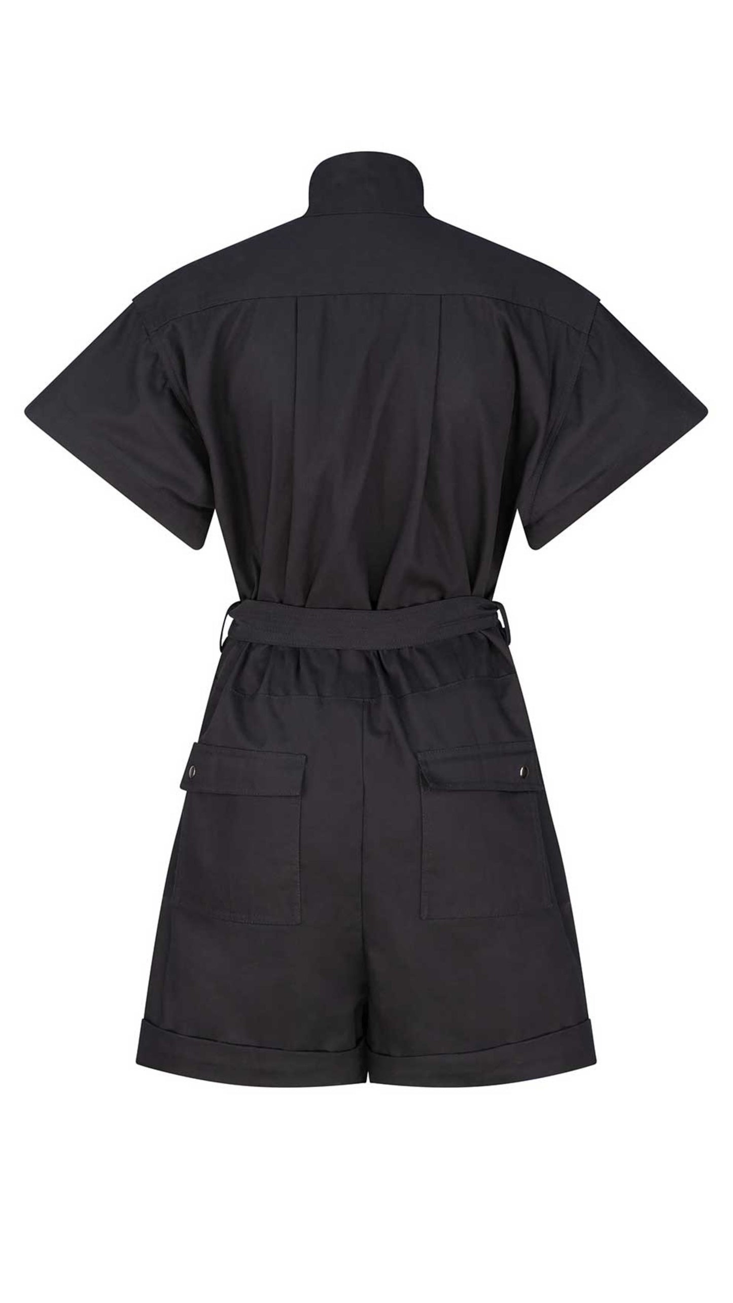 Rhett Cotton Canvas Romper - Black