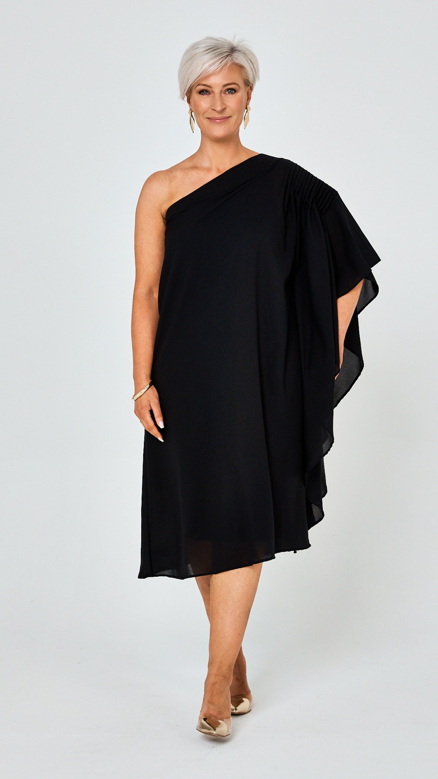 Paris One Shoulder Dress - Black