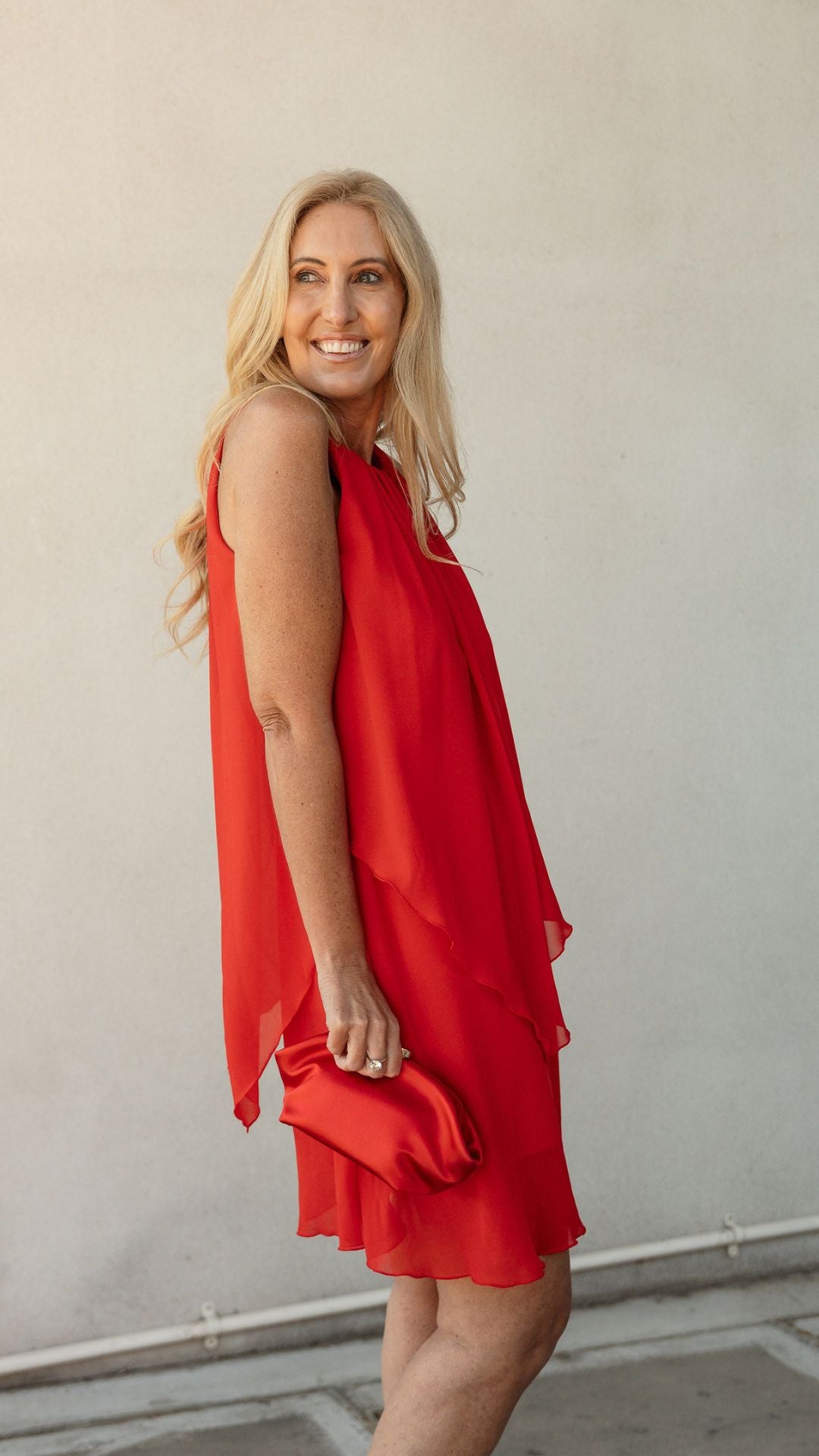 Poppy Chiffon Dress - Red