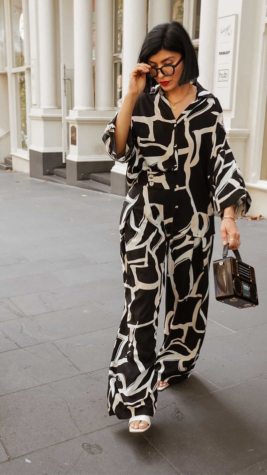 Georgie Rayon Shirt - Black Print