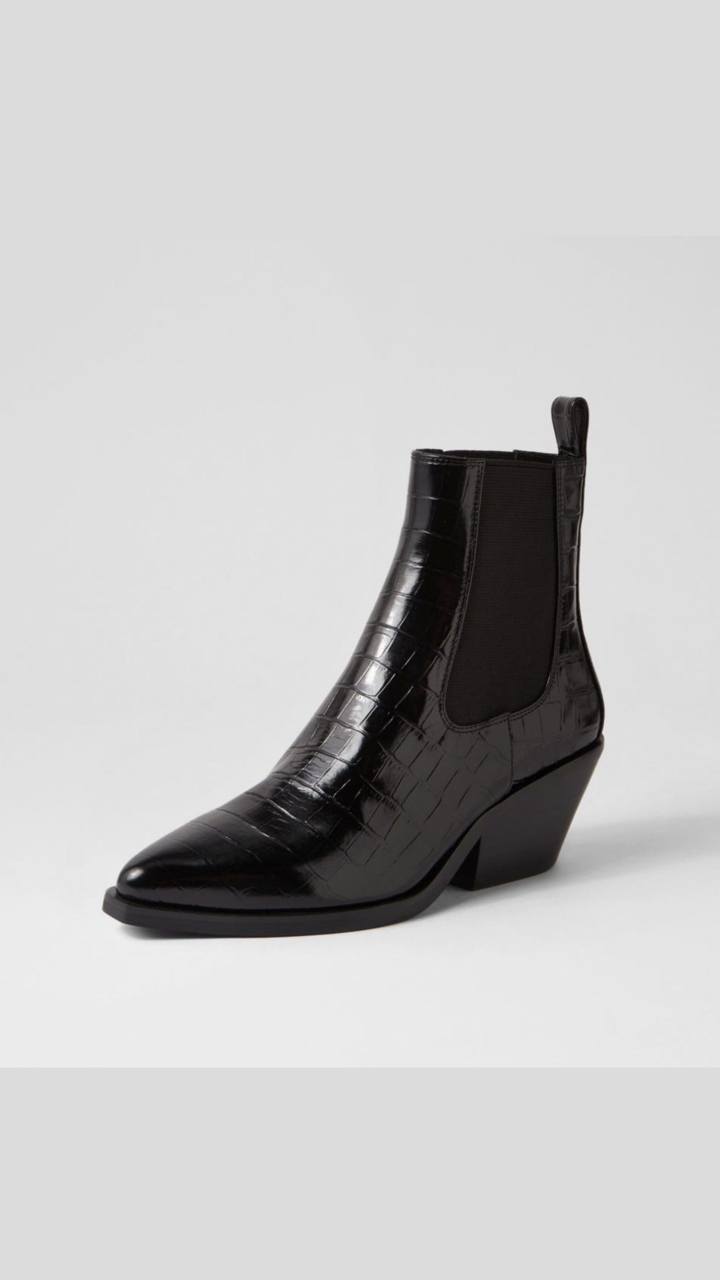 Rage Black Croc Patent Leather Chelsea Boots - Black