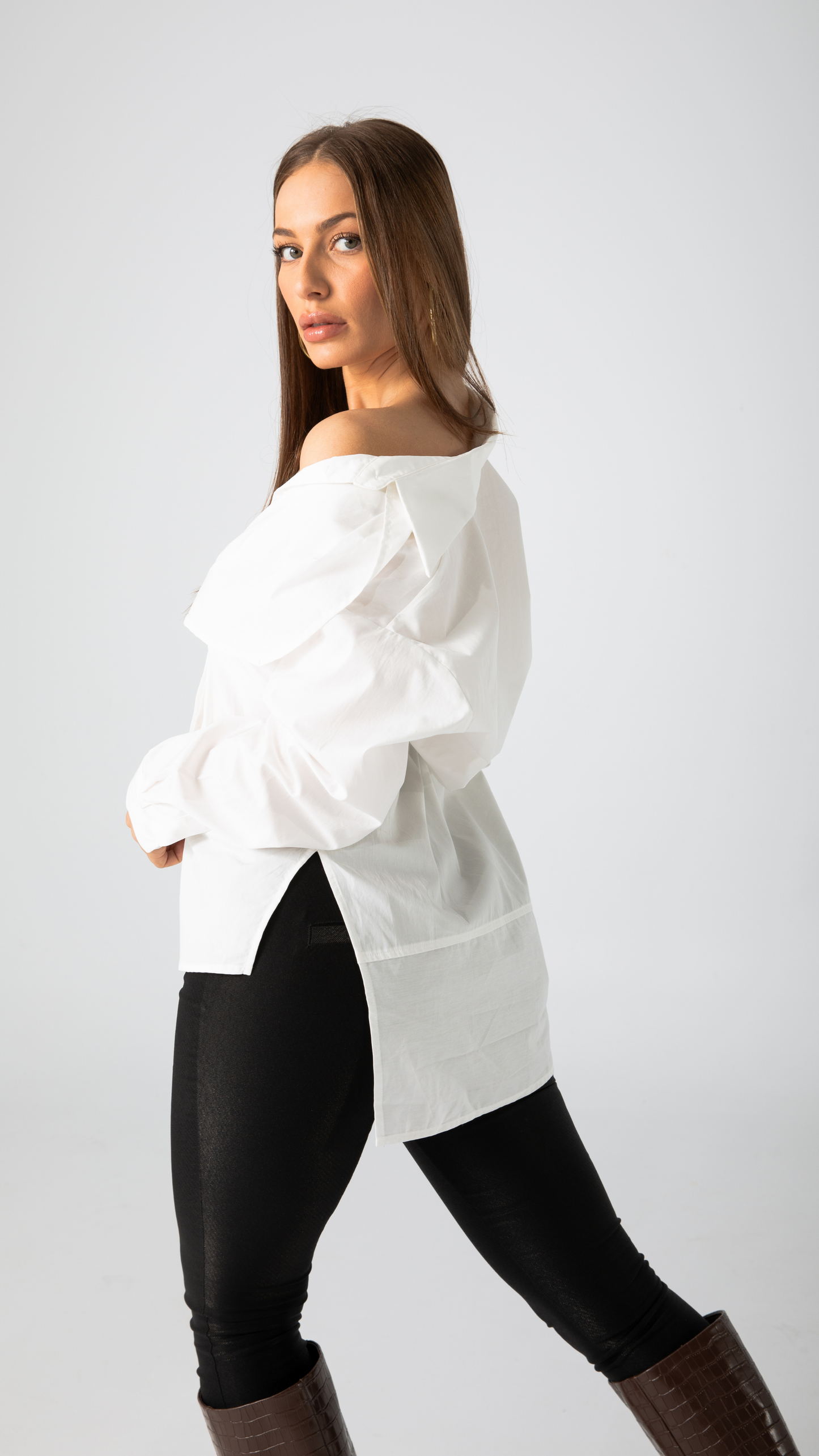 Maxim Cotton Longline Shirt - White