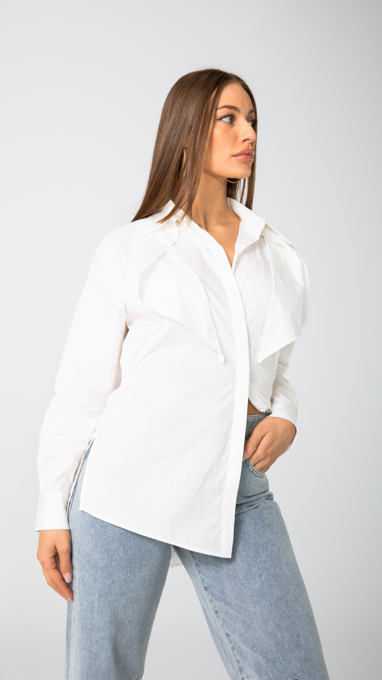 Maxim Cotton Longline Shirt - White