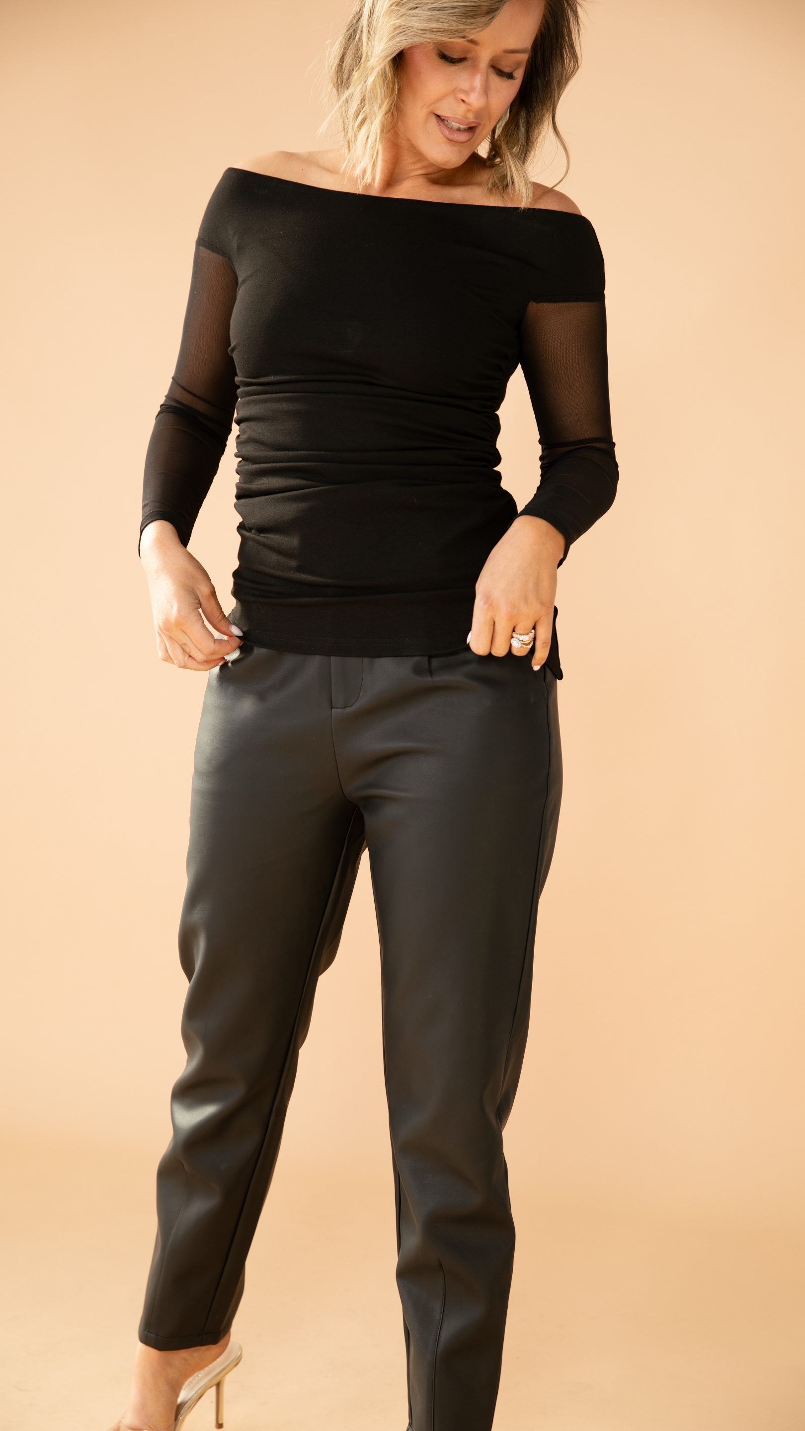 Onyx Faux Leather Pants - Black