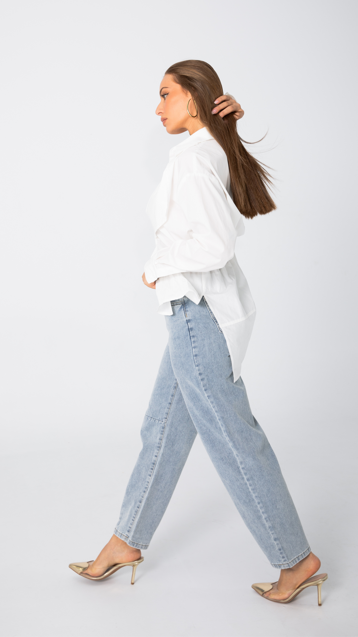 Frankie Barrel Shape Jeans - Blue