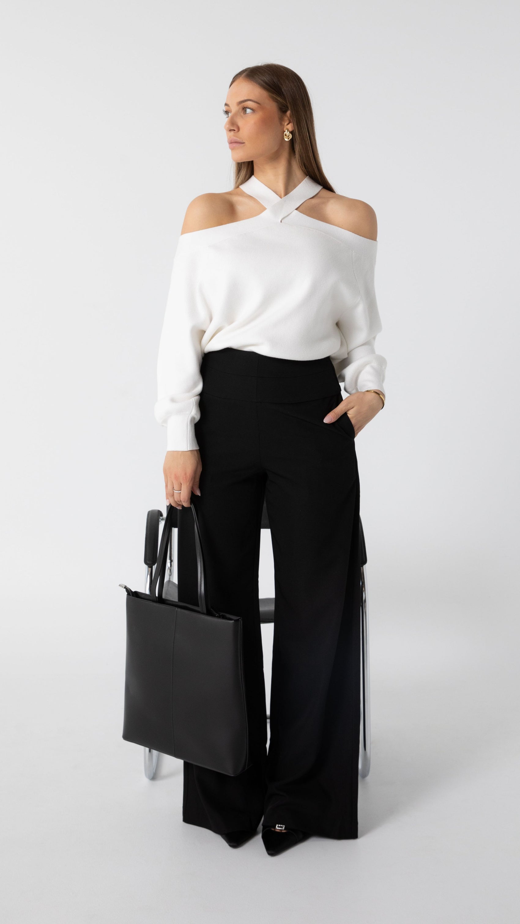 Talli Leather Tote Bag - Black