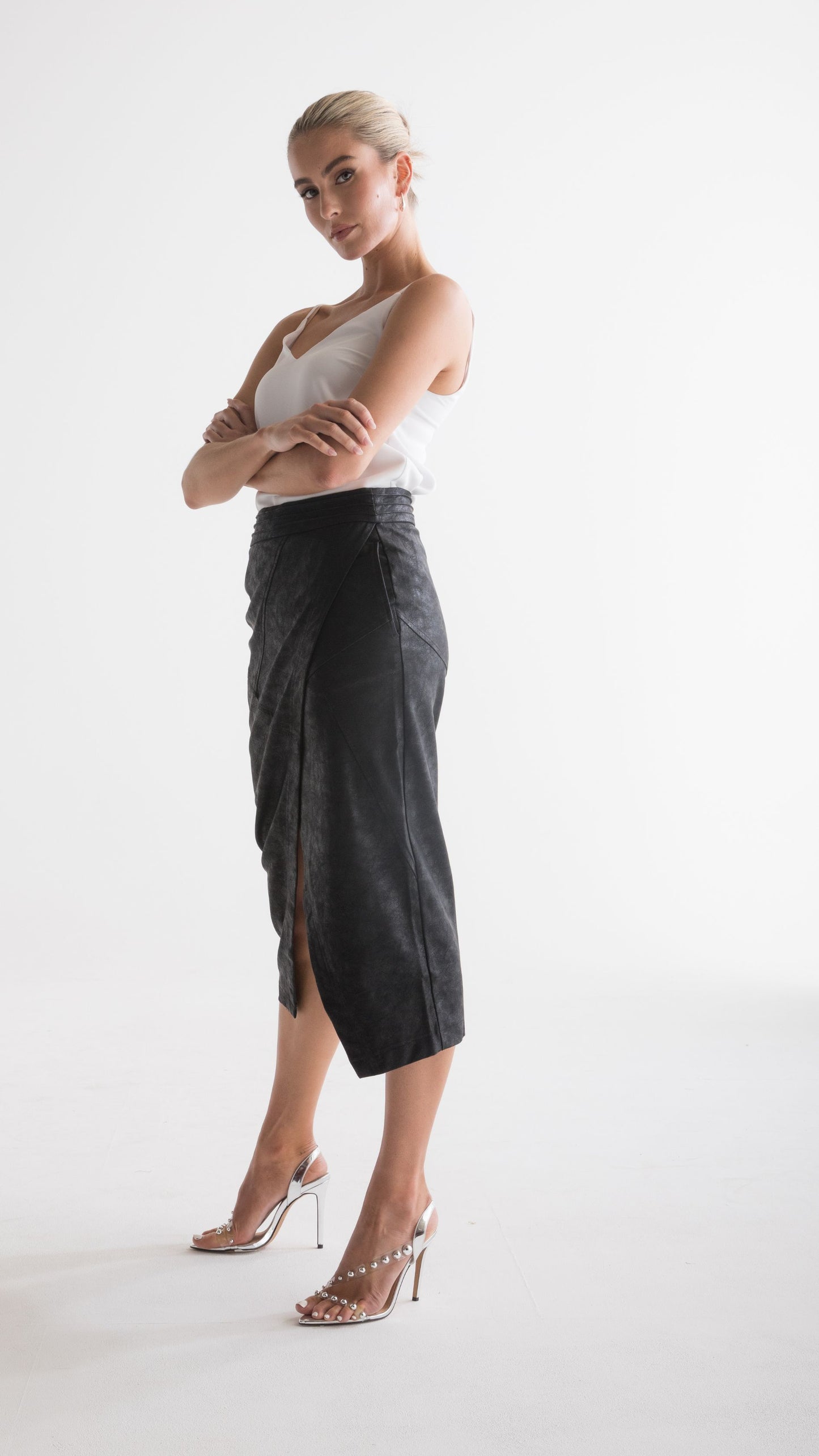 Gio Faux Leather Skirt - Black