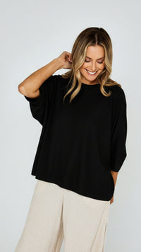 Dallas Lightweight Cotton Top - Black