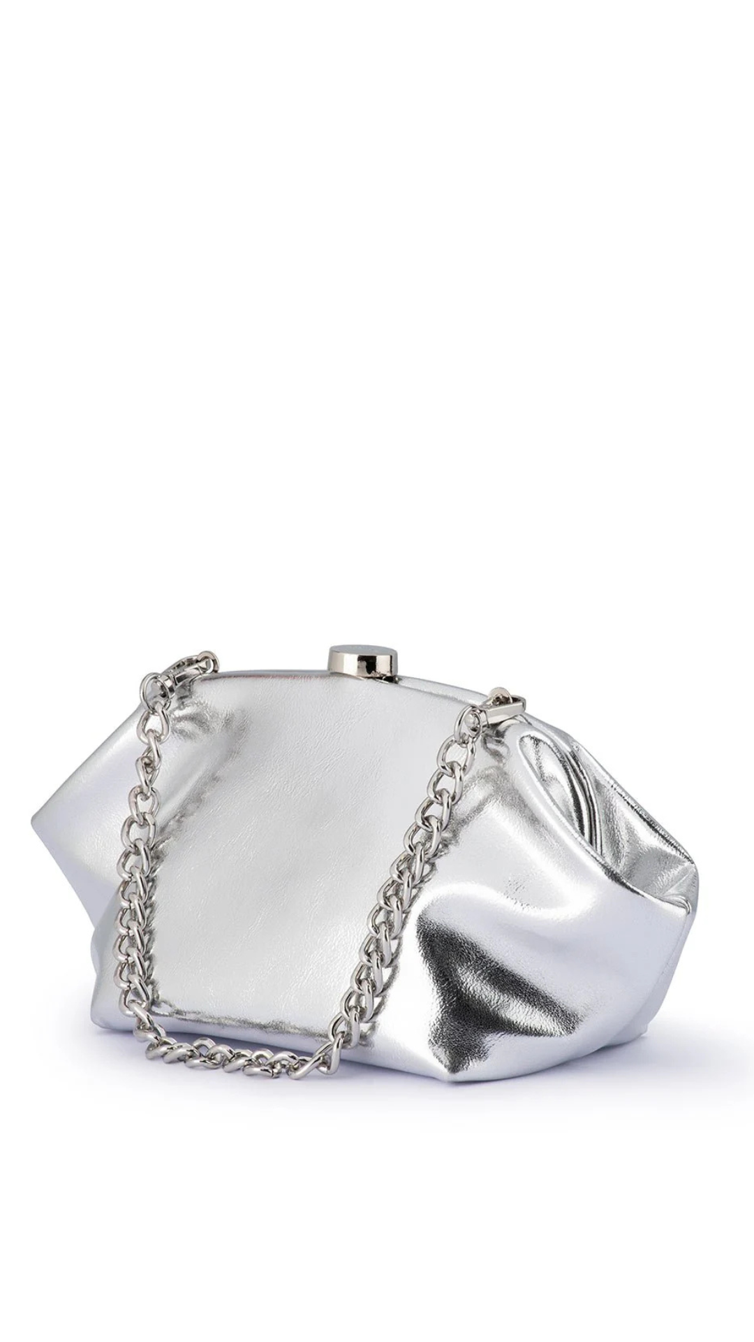 Olga Berg Tally Metallic Clutch - Silver