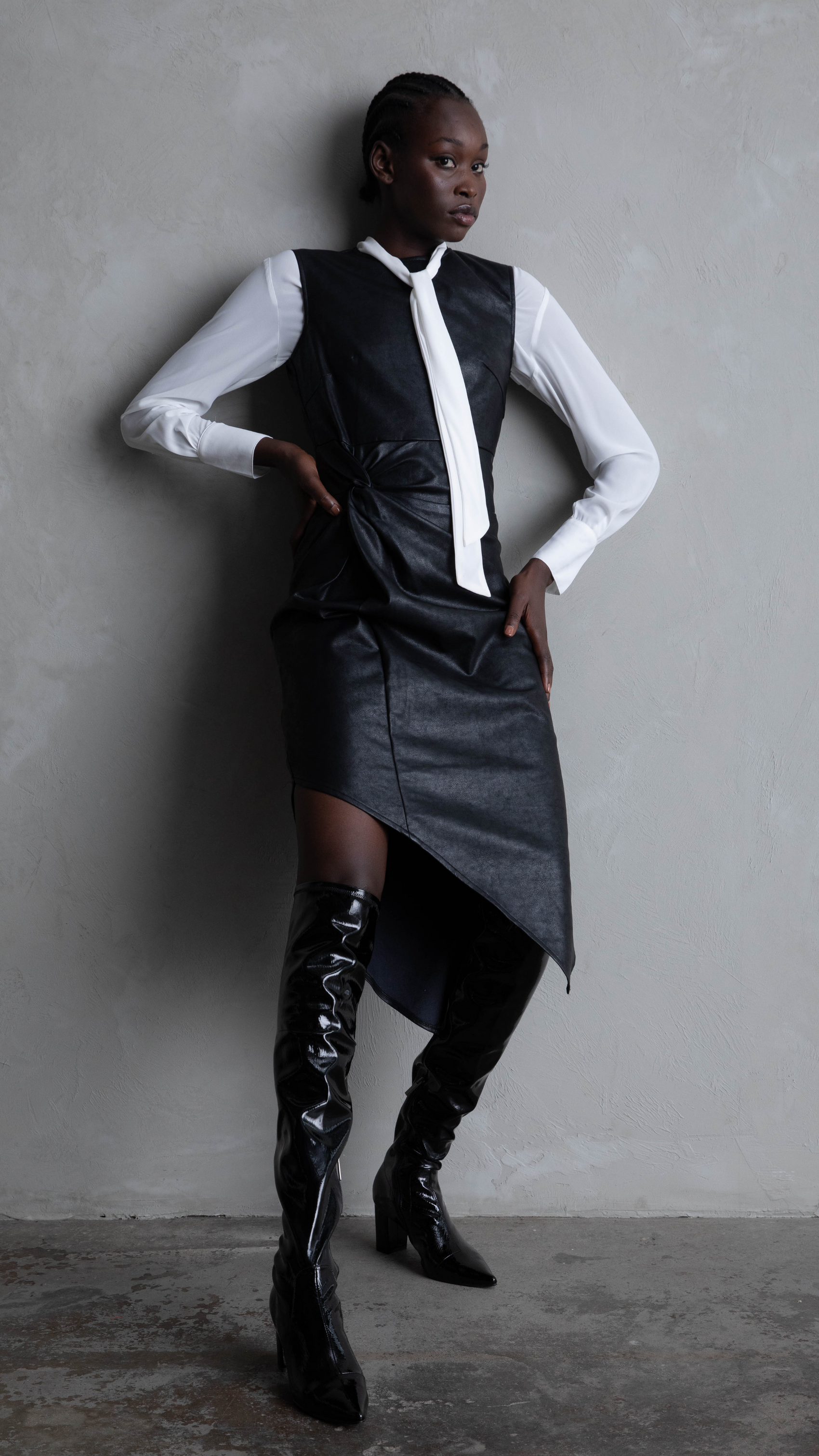 Harlow Faux Leather Dress - Black