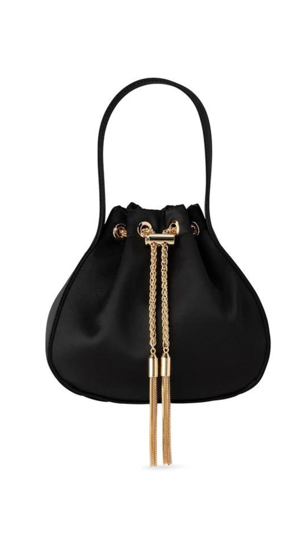 Olga Berg Miki Satin Drawstring Bag - Black