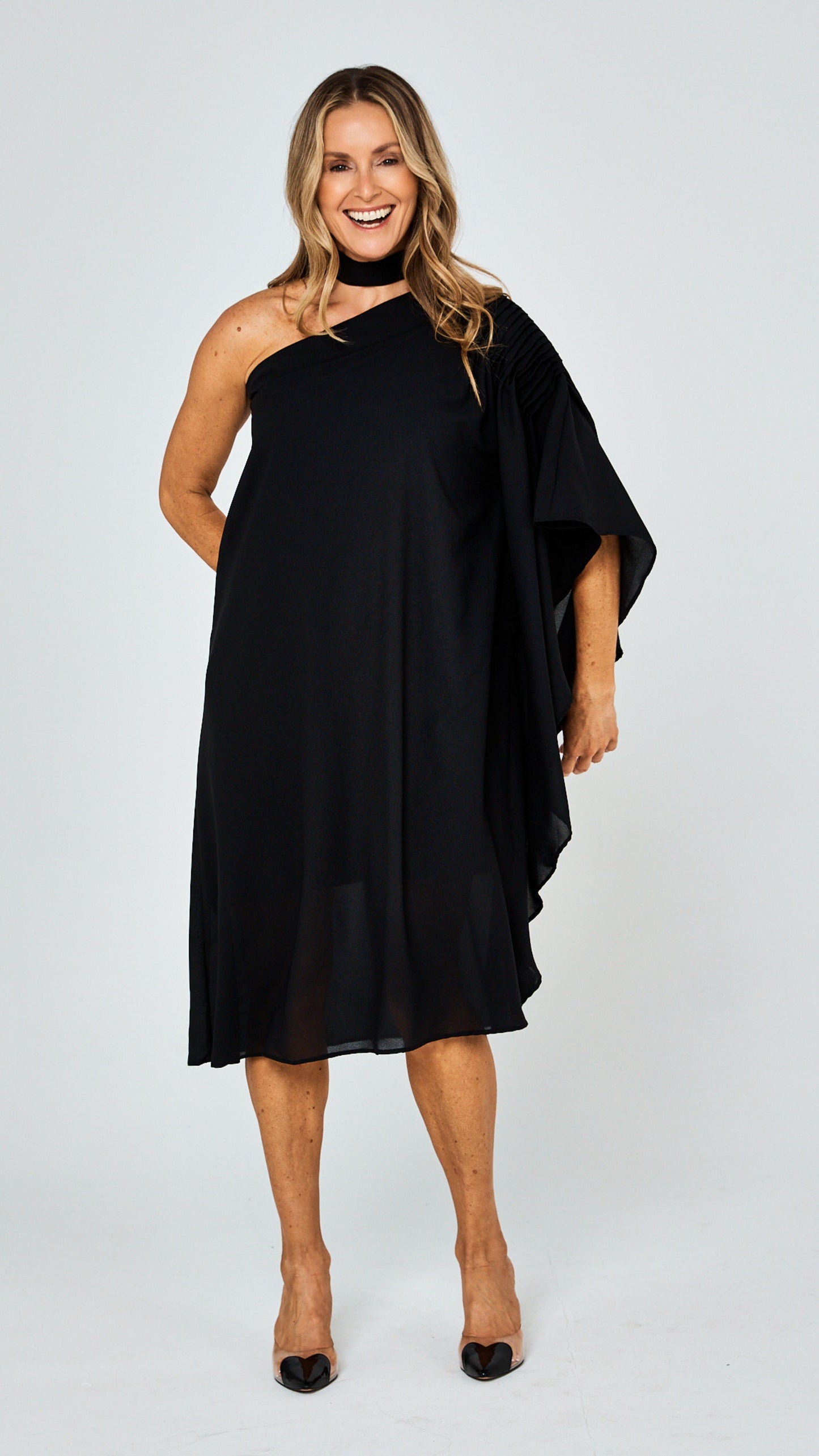 Paris One Shoulder Dress - Black