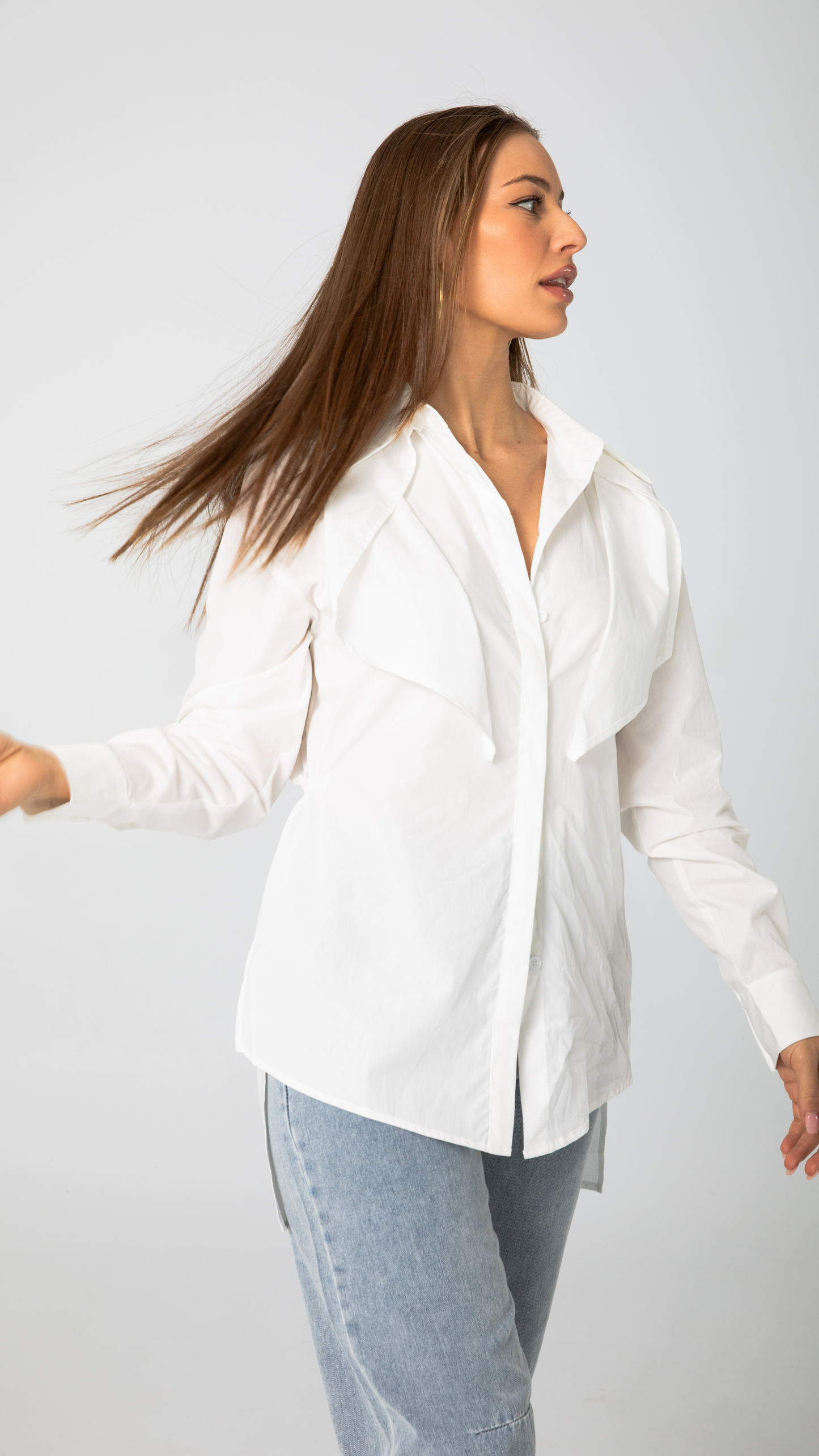Maxim Cotton Longline Shirt - White