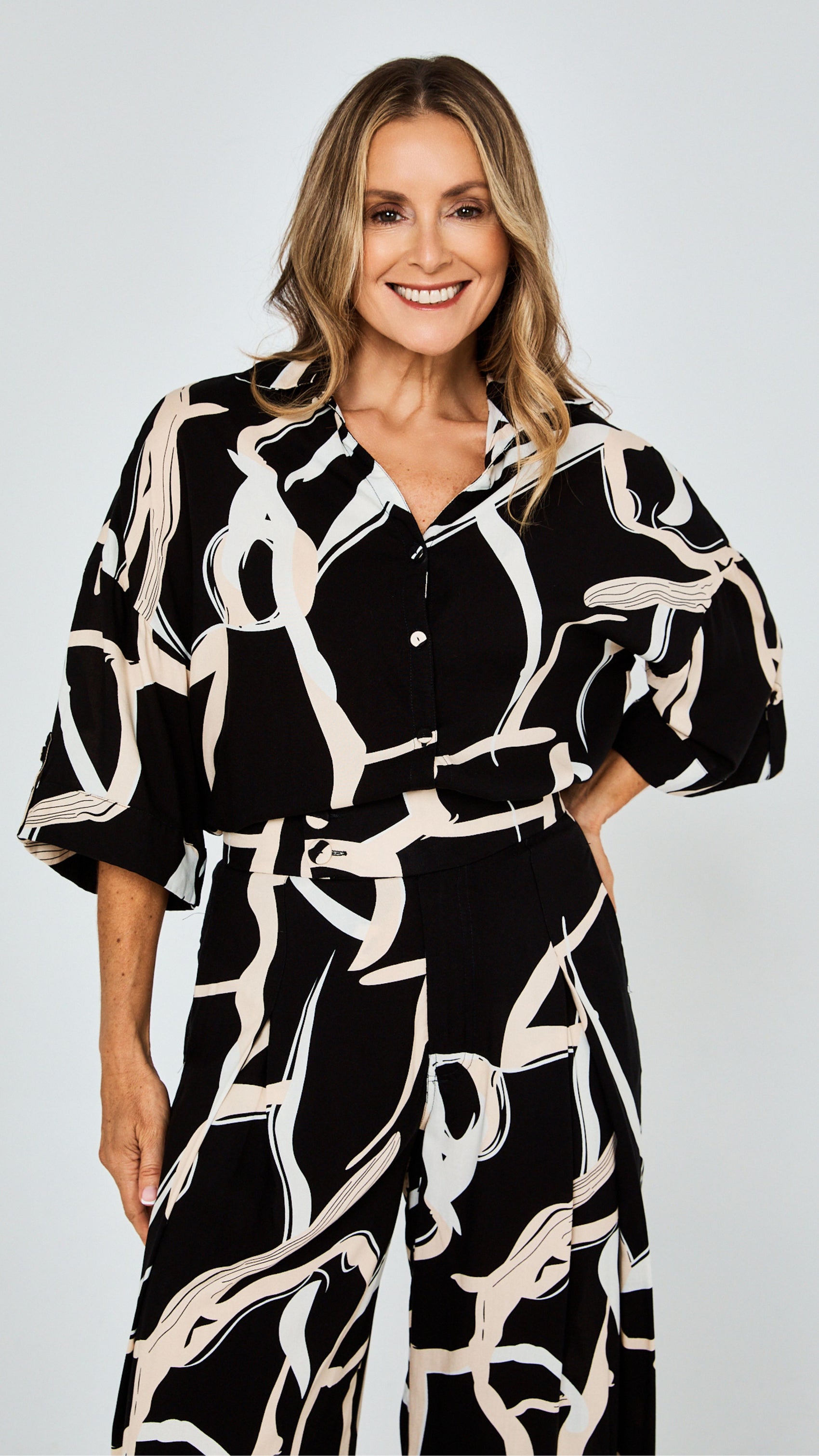 Georgie Rayon Shirt - Black Print