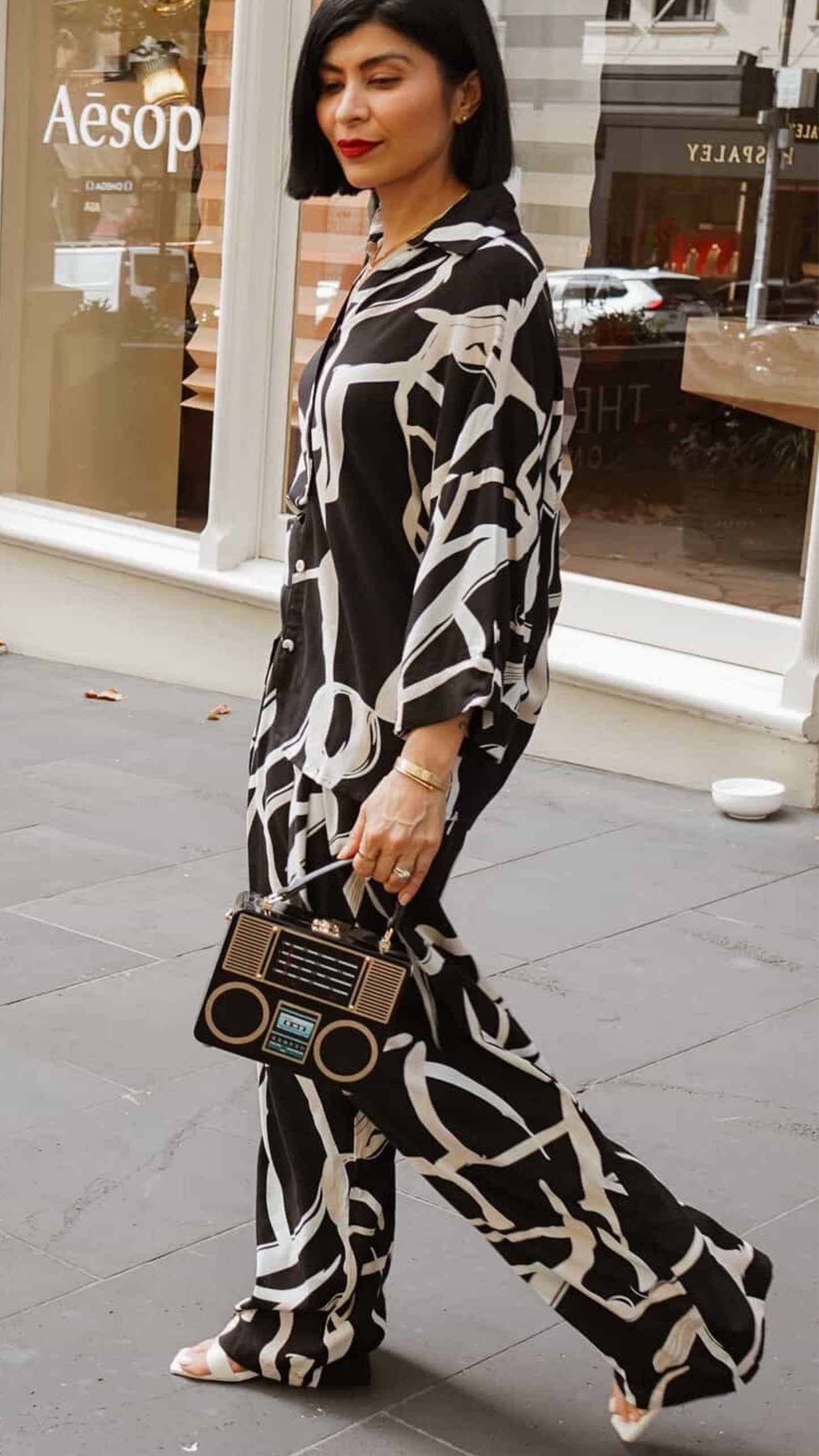 Georgie Rayon Shirt - Black Print