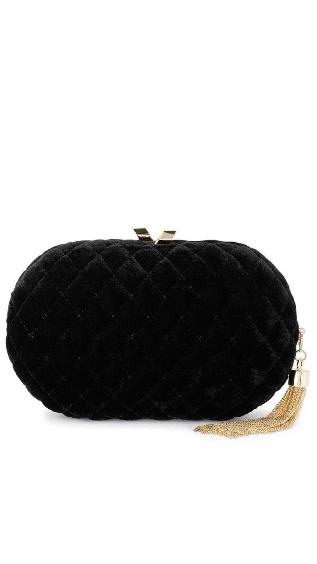 Olga Berg Rikki Quilted Velvet Bag - Black