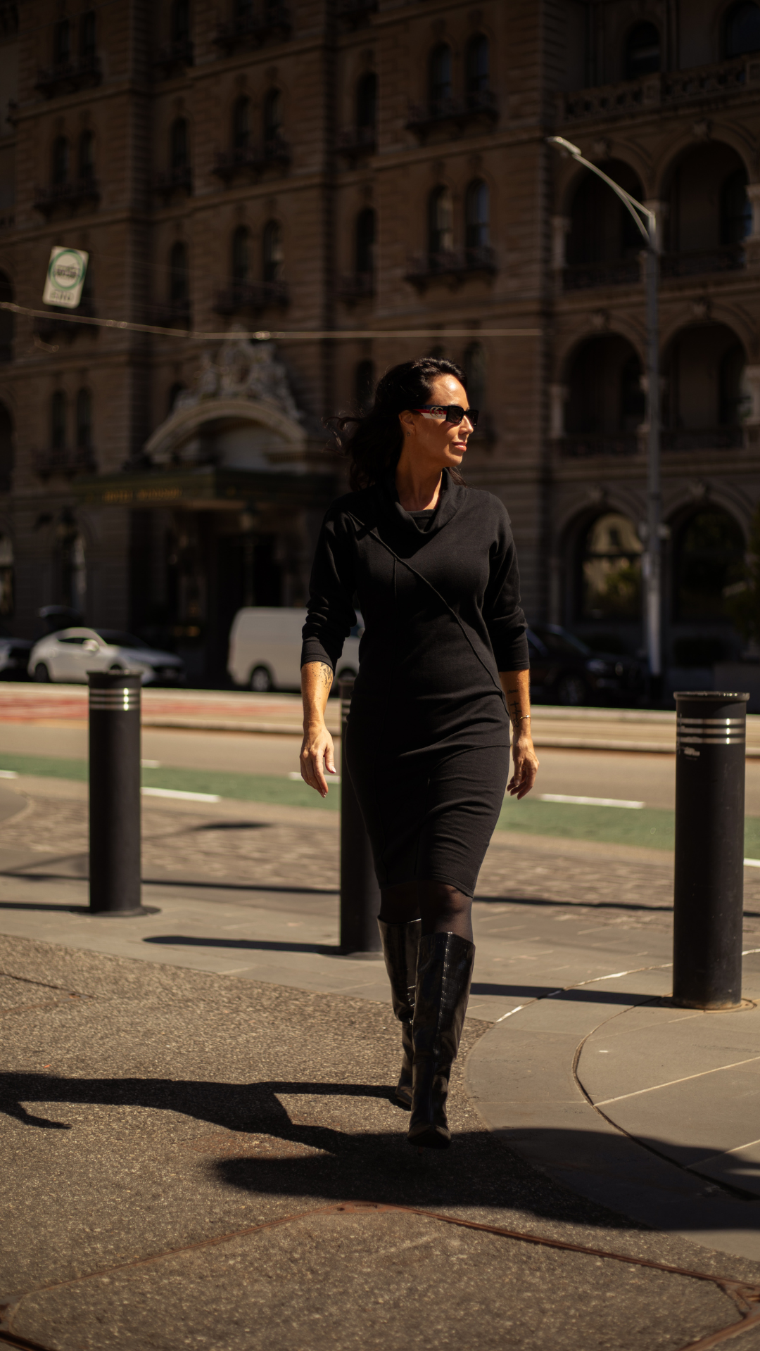 Holly Cotton Knit Dress - Black