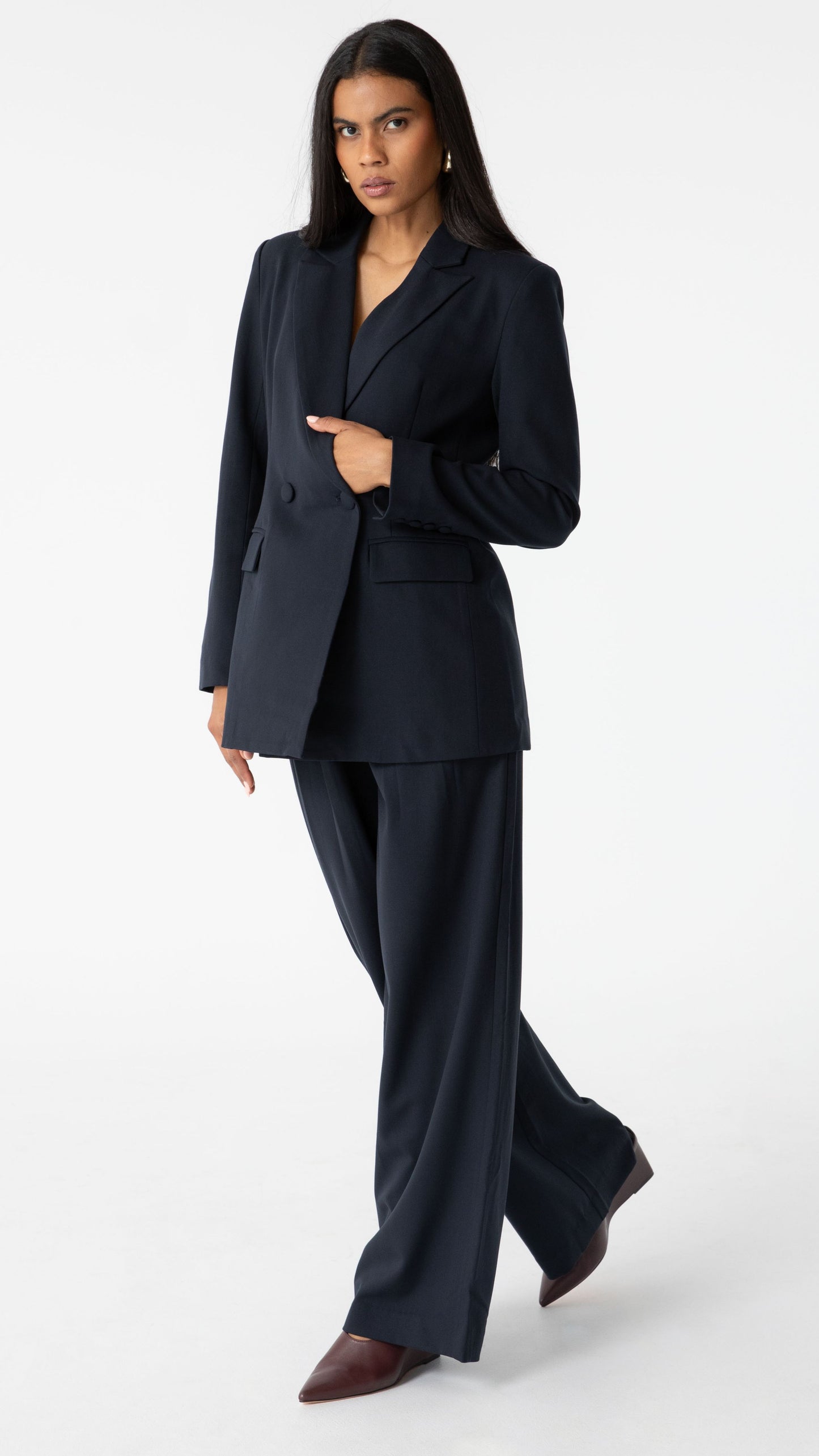 Midtown Longline Blazer - Navy