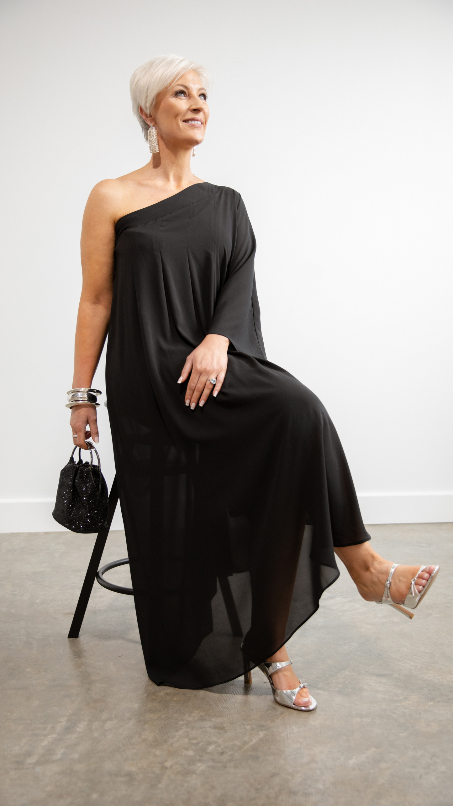 Hadassah Chiffon Dress - Black