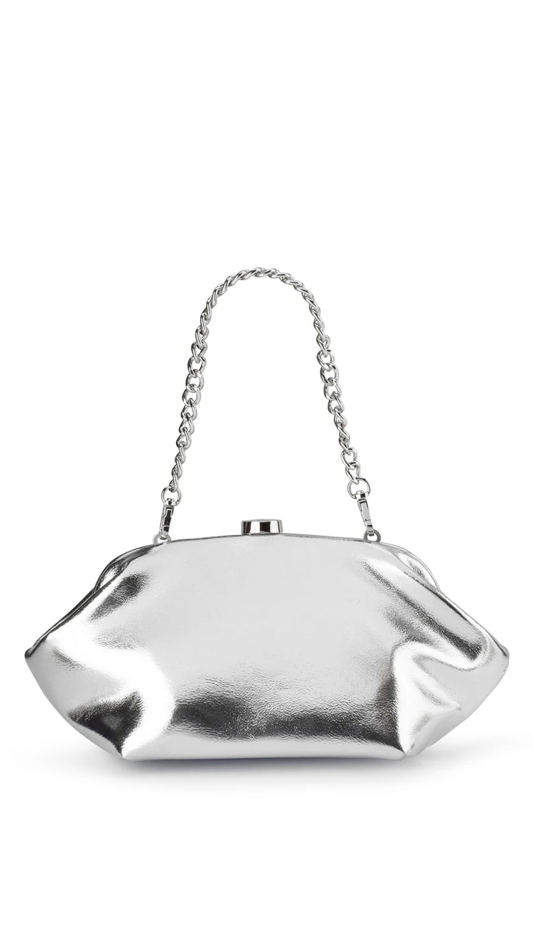 Olga Berg Tally Metallic Clutch - Silver