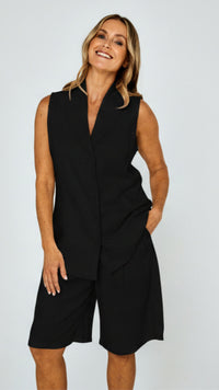 Hannah Linen Rami Bermuda Shorts - Black