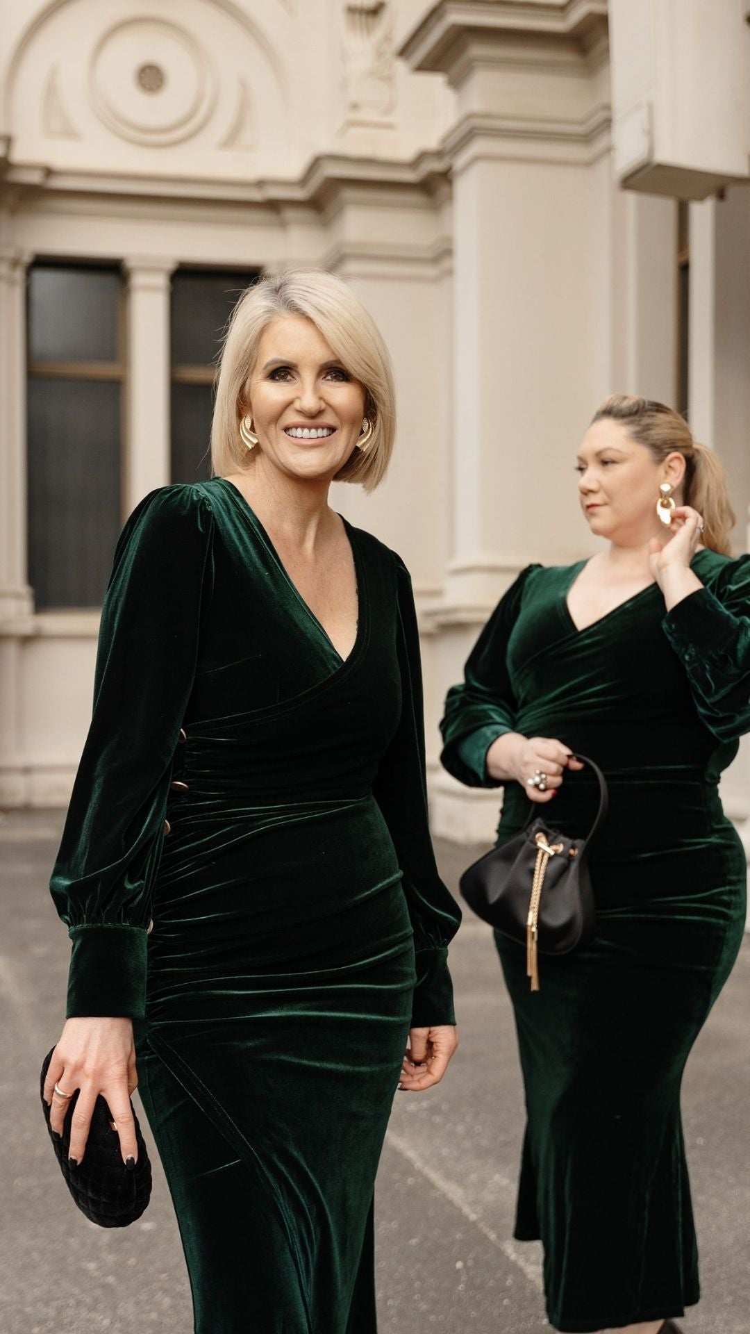Alba Stretch Velvet Dress - Emerald